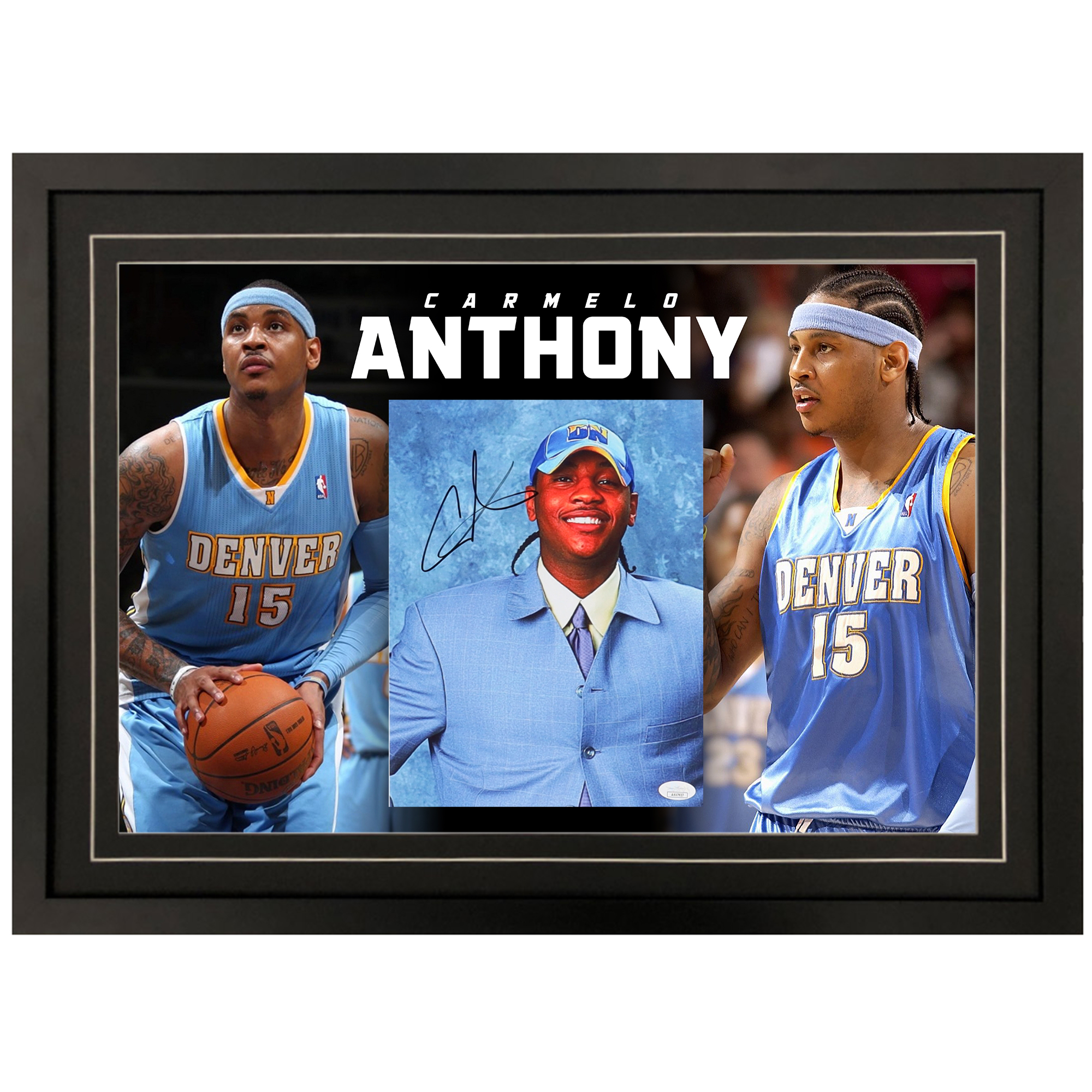 Basketball – CARMELO ANTHONY Signed & Framed Denver Nuggets 8&#...