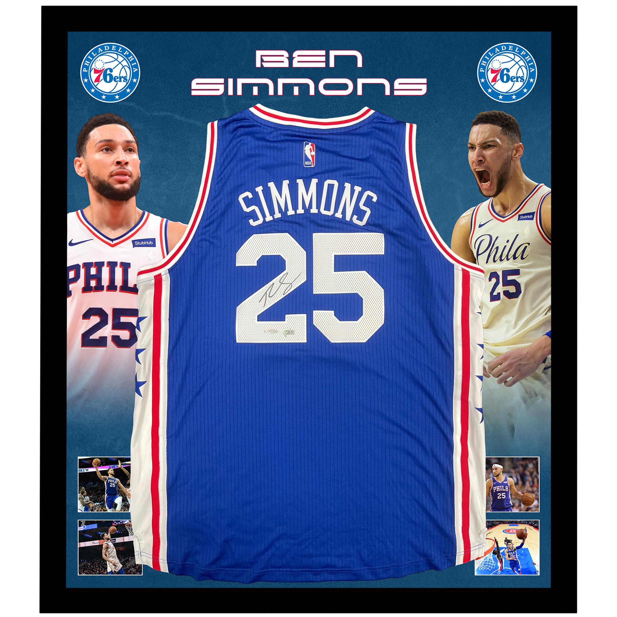 Basketball – Ben Simmons Signed & Framed Philadelphia 76ers...