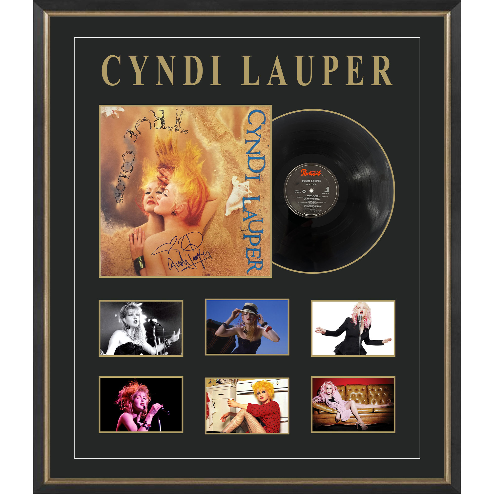 Music – CYNDI LAUPER Signed & Framed True Colours Album Cov...