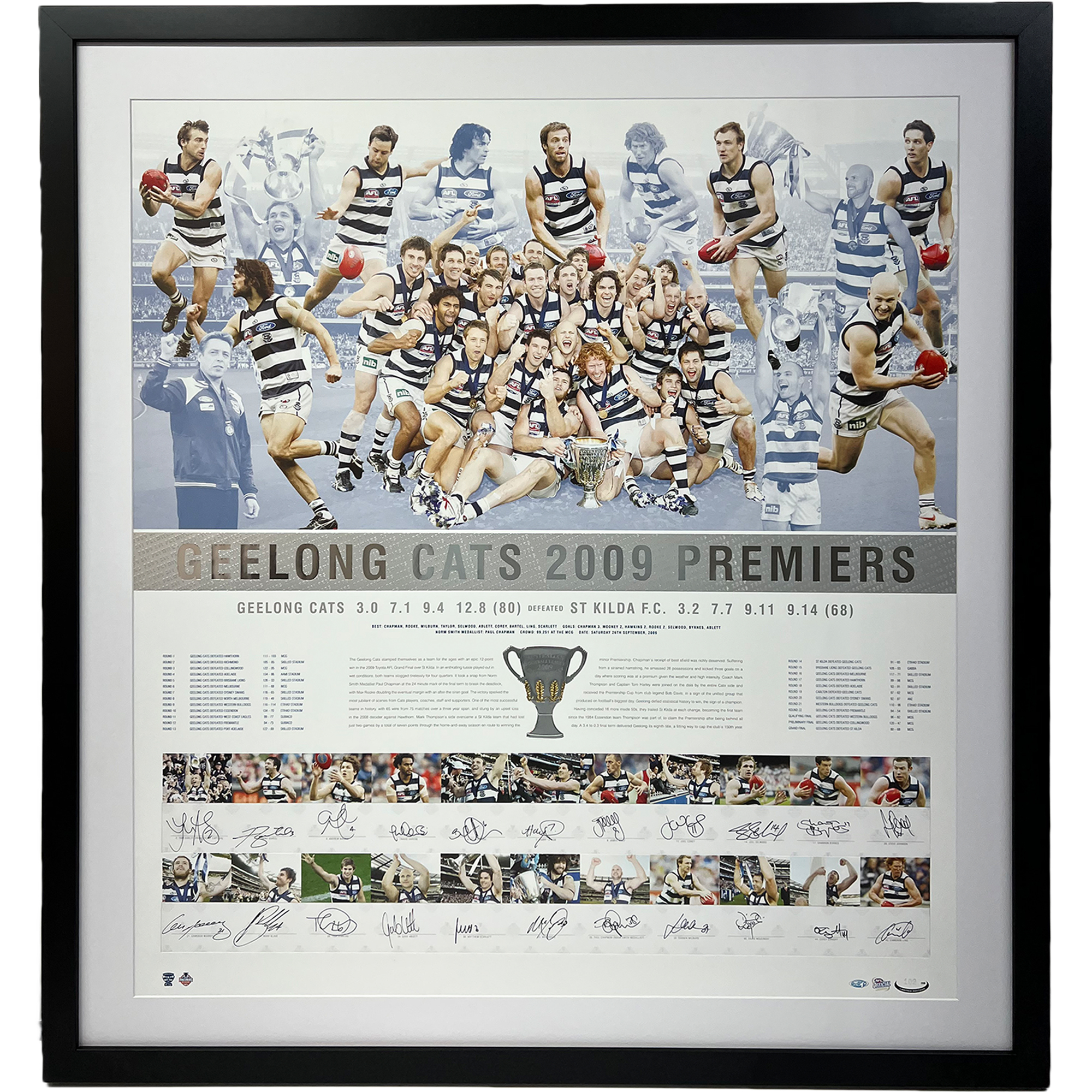 Geelong Cats – 2009 AFL Premiers Team Signed & Framed Premi...