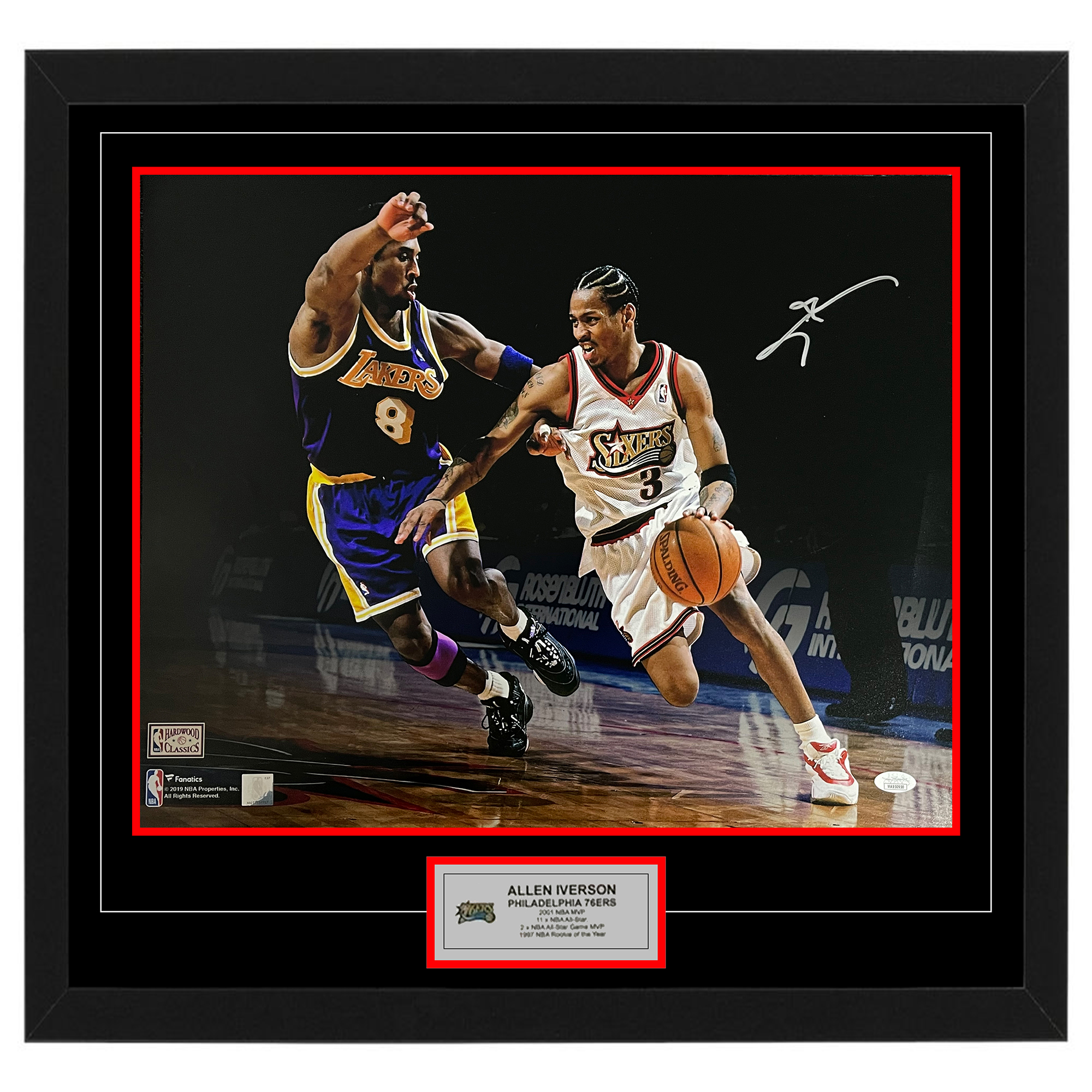 Basketball – ALLEN IVERSON Signed & Framed 76ers 16×20 Pho...