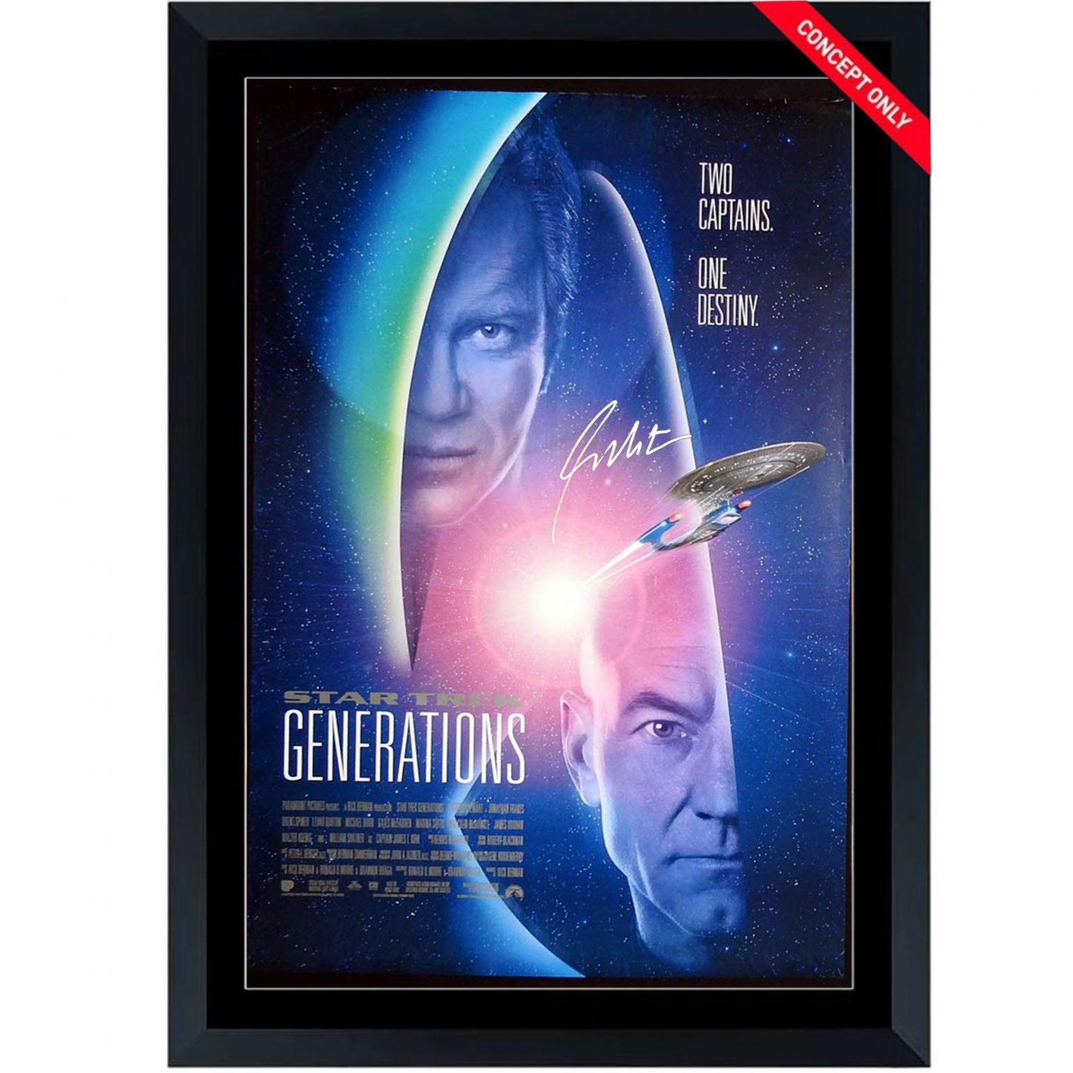 WILLIAM SHATNER Signed Star Trek Generations Full Size Framed Movie ...