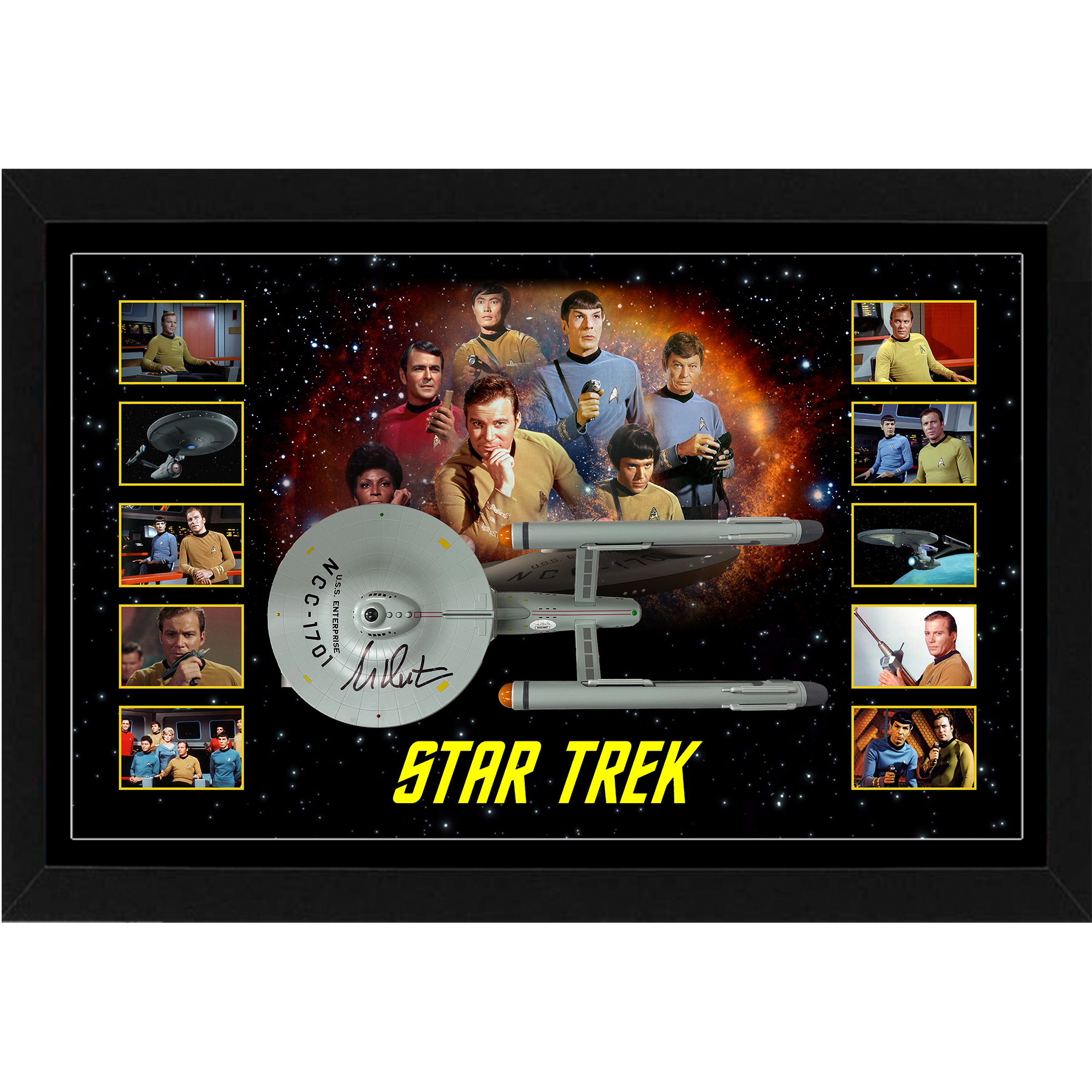 Star Trek – WILLIAM SHATNER Signed & Framed USS Enterprise ...