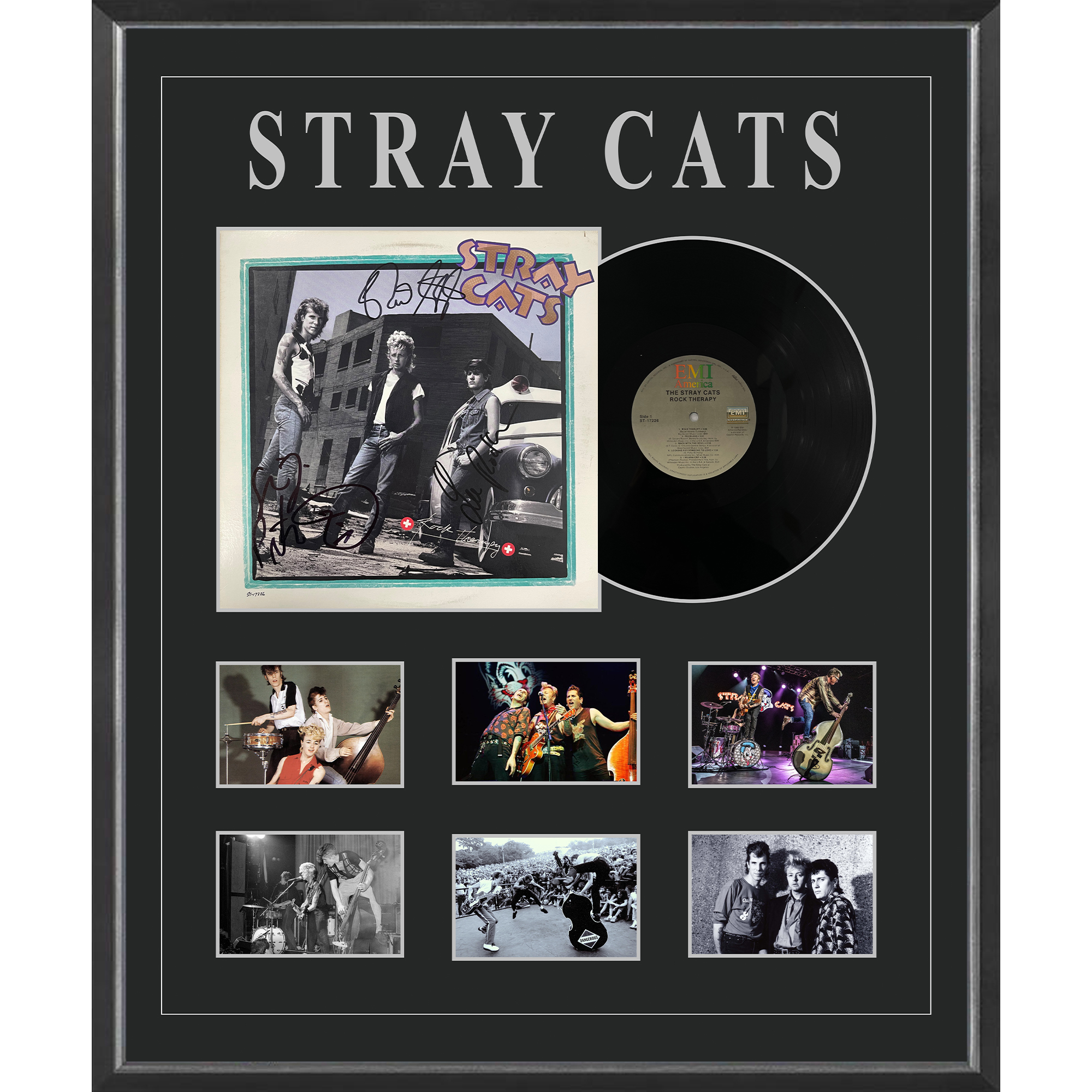 Music – STRAY CATS Signed & Framed Rock Therapy Vinyl Album...