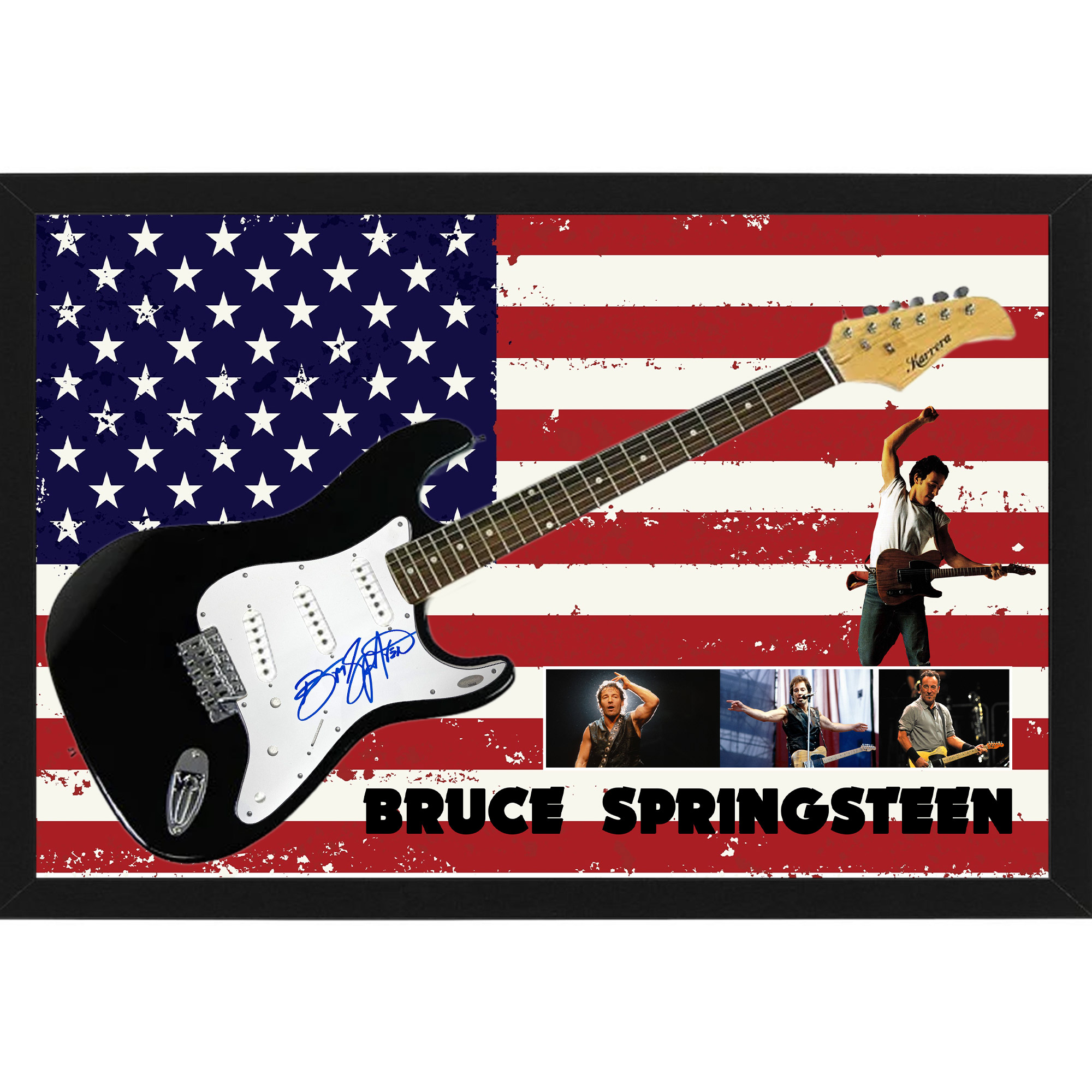 Music – Bruce Springsteen Hand Signed & Framed Full size Guitar with Custom Backdrop #35048