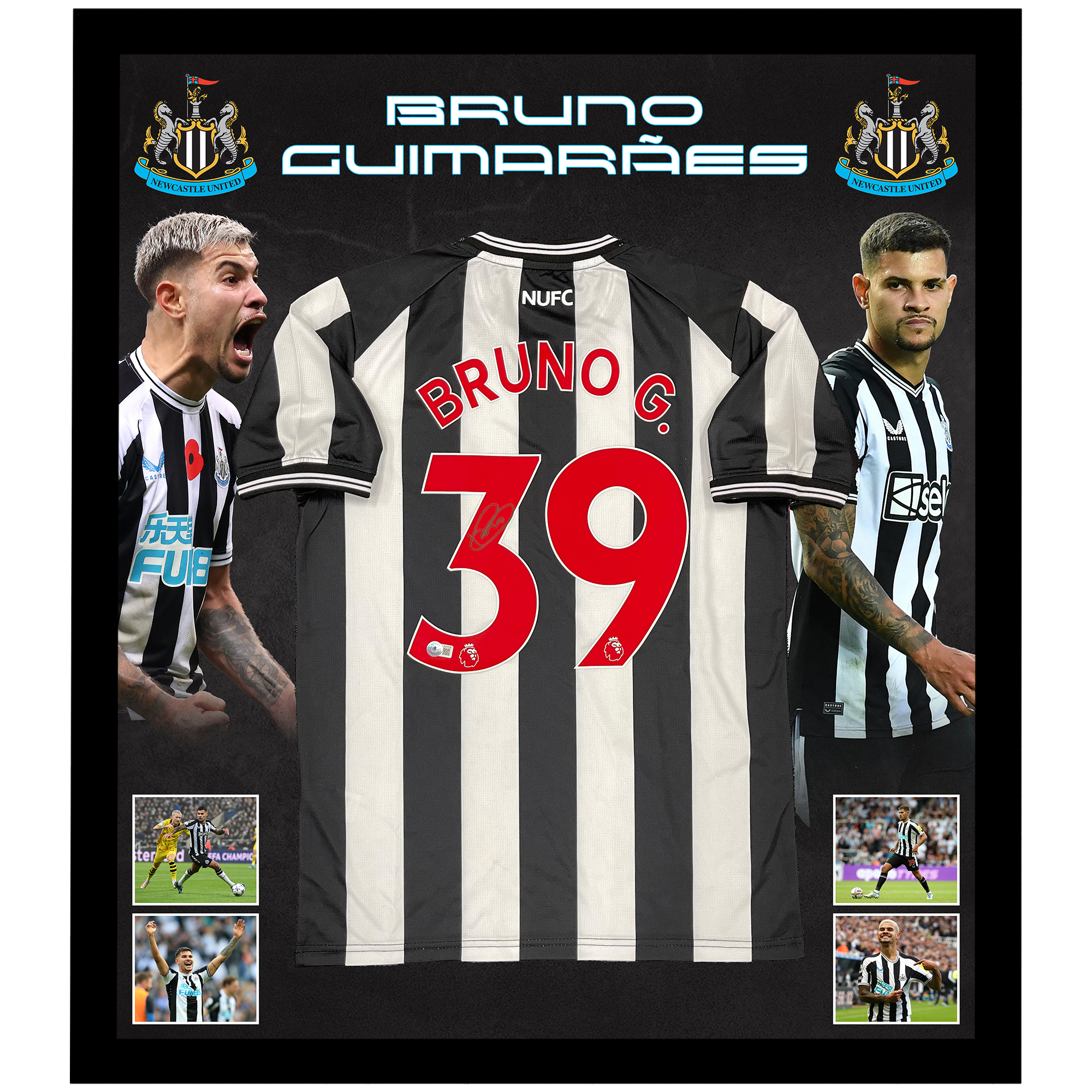 Soccer – Bruno Guimaraes Signed & Framed Newcastle United Jerse...