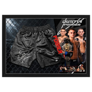 UFC - Dustin Poirier Signed & Framed UFC Trunks (PSA)