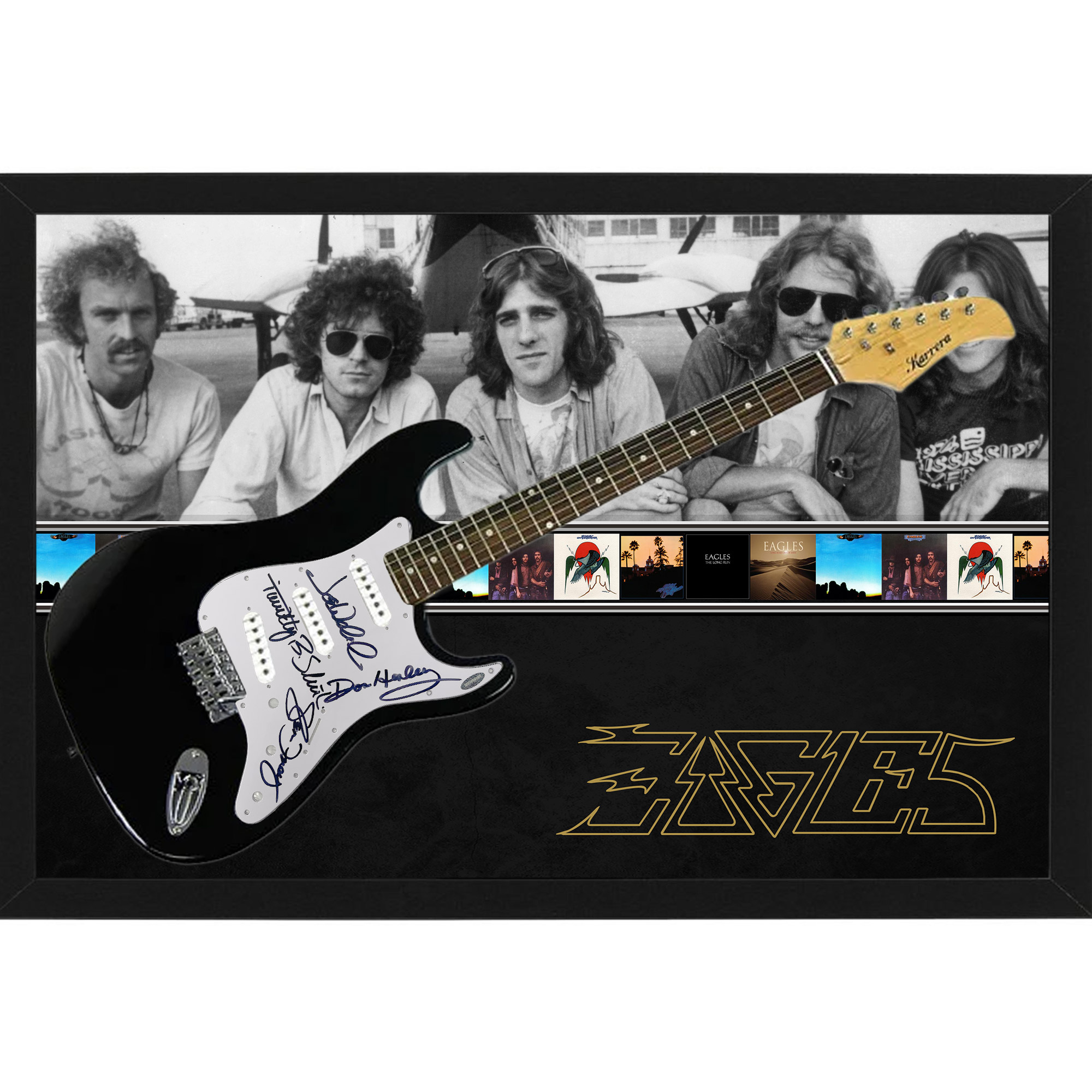 Music – The Eagles Hand Signed & Framed Full size Guitar with C...