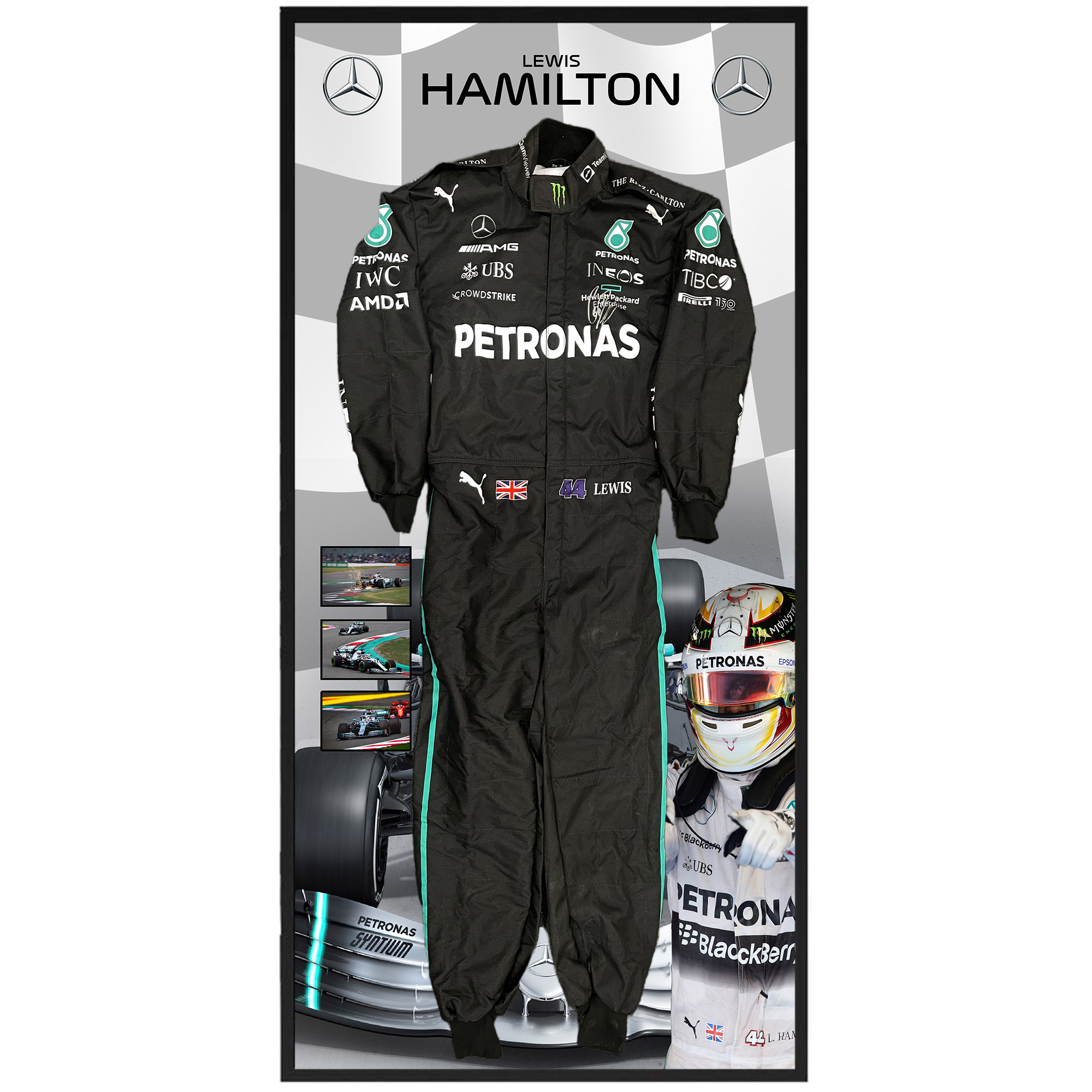 Lewis Hamilton Signed & Framed Full Size Formula One Black Race S...