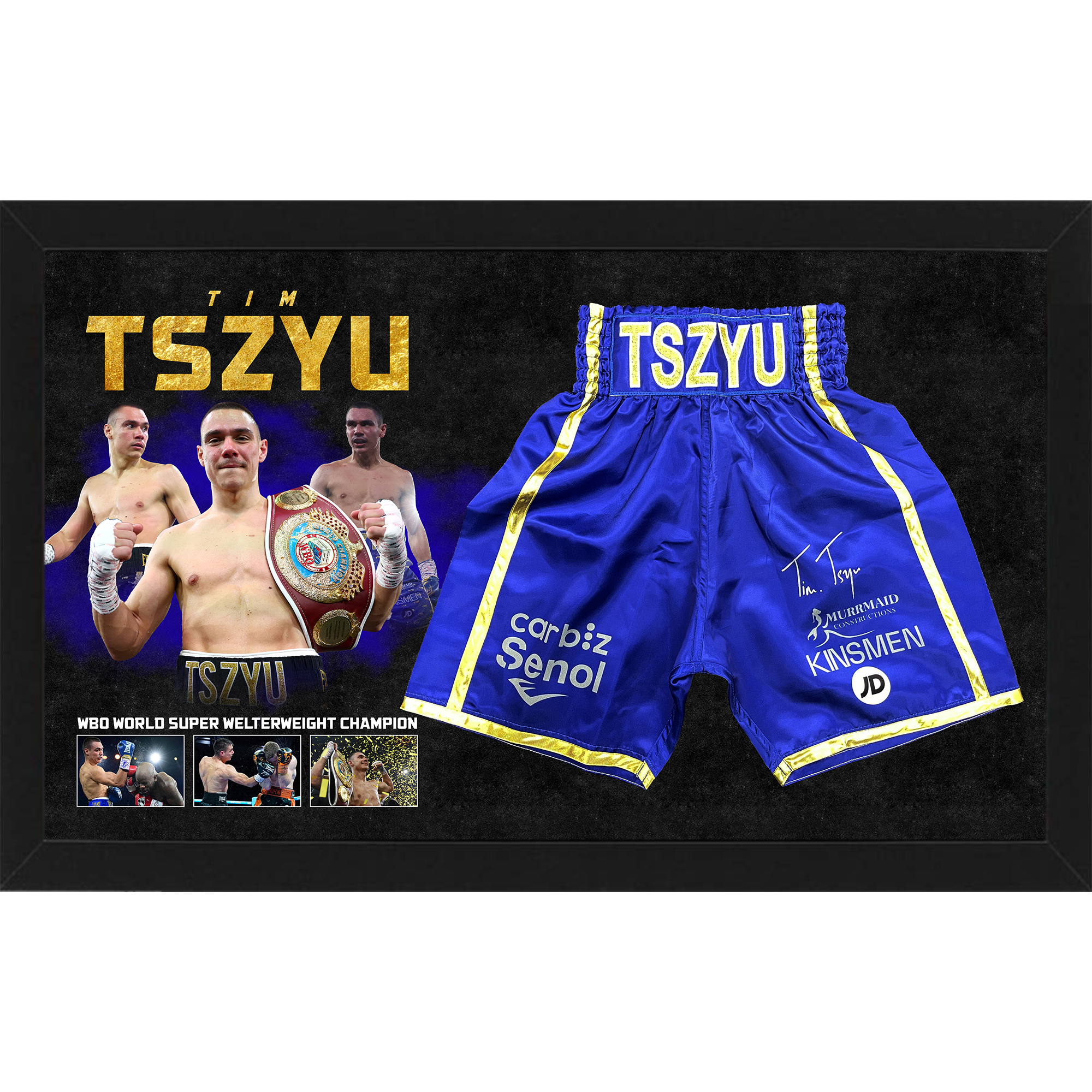 Boxing – Tim Tszyu Signed & Framed Trunks
