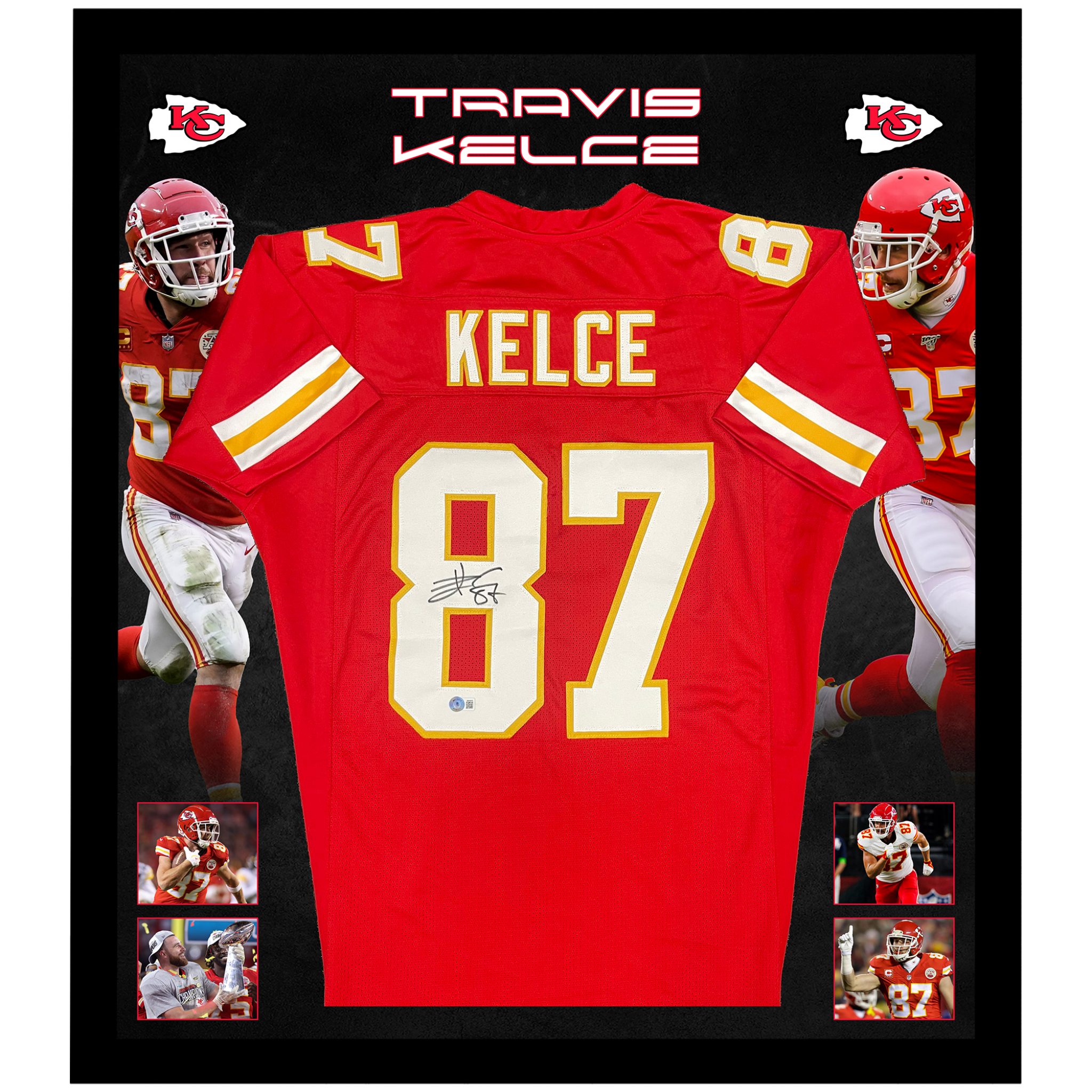 NFL TRAVIS KELCE Signed & Framed Kansas City Chiefs Jersey (Beckett