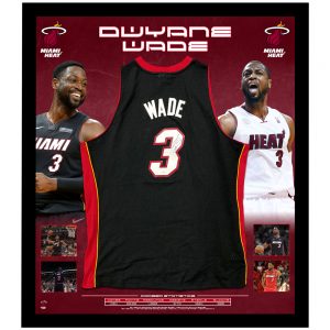 Basketball - Dwyane Wade Signed & Framed Miami Heat Black Jersey (JSA COA)