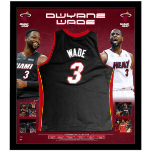 Basketball - Dwyane Wade Signed & Framed Miami Heat Black Jersey