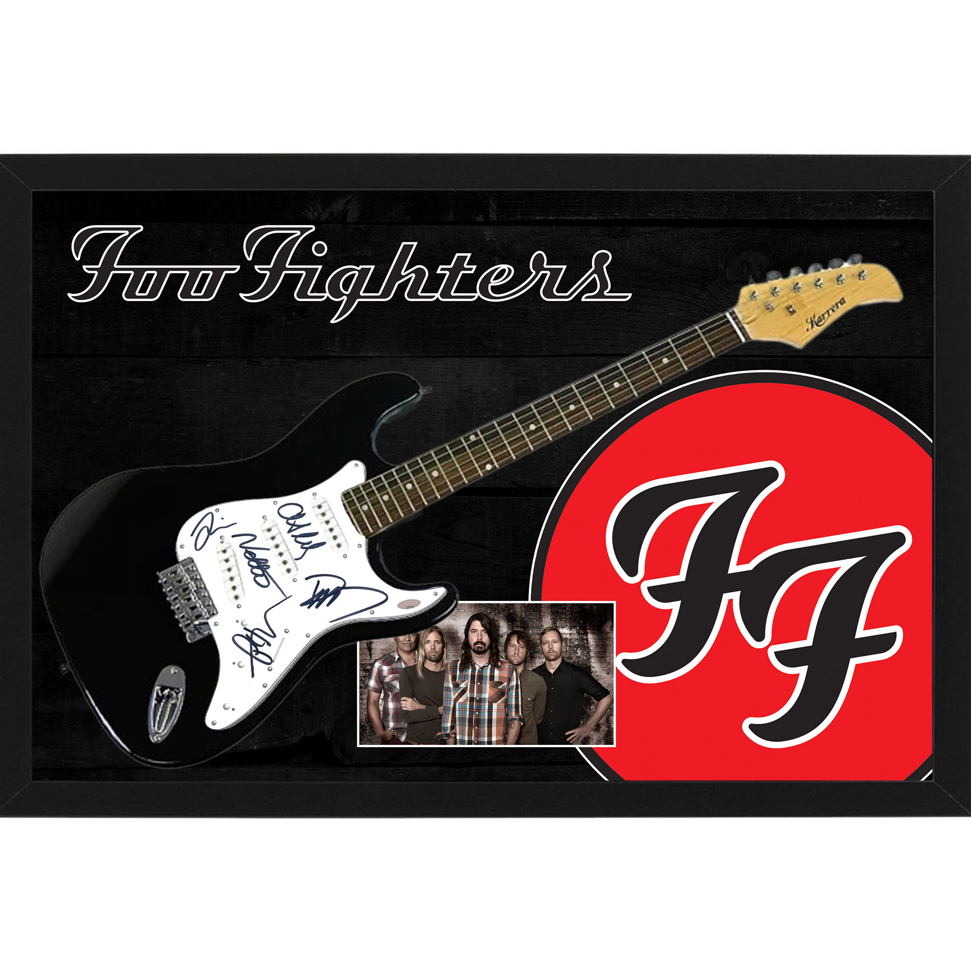 Music – Foo Fighters Hand Signed & Framed Full size Guitar with...
