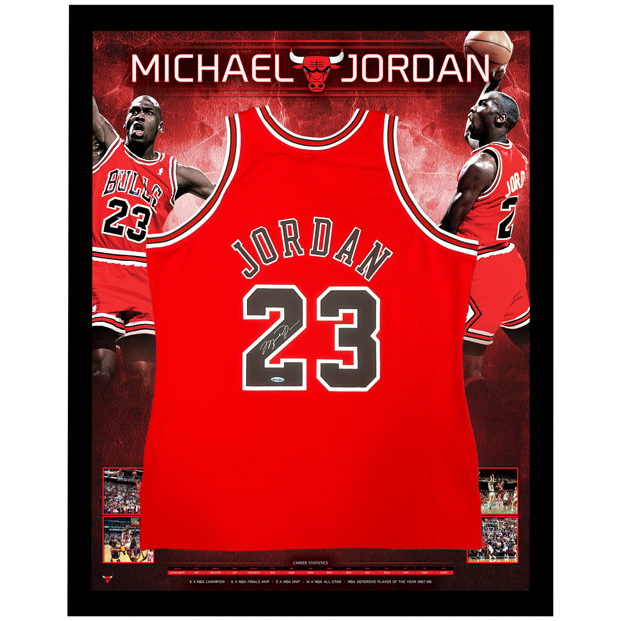 Basketball – Michael Jordan Signed & Framed Chicago Bulls M...