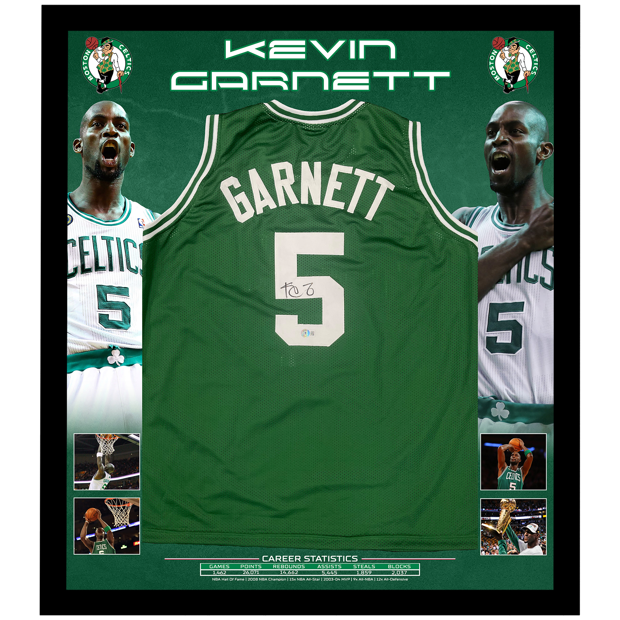 Basketball – Kevin Garnett Signed & Framed Boston Celtics J...