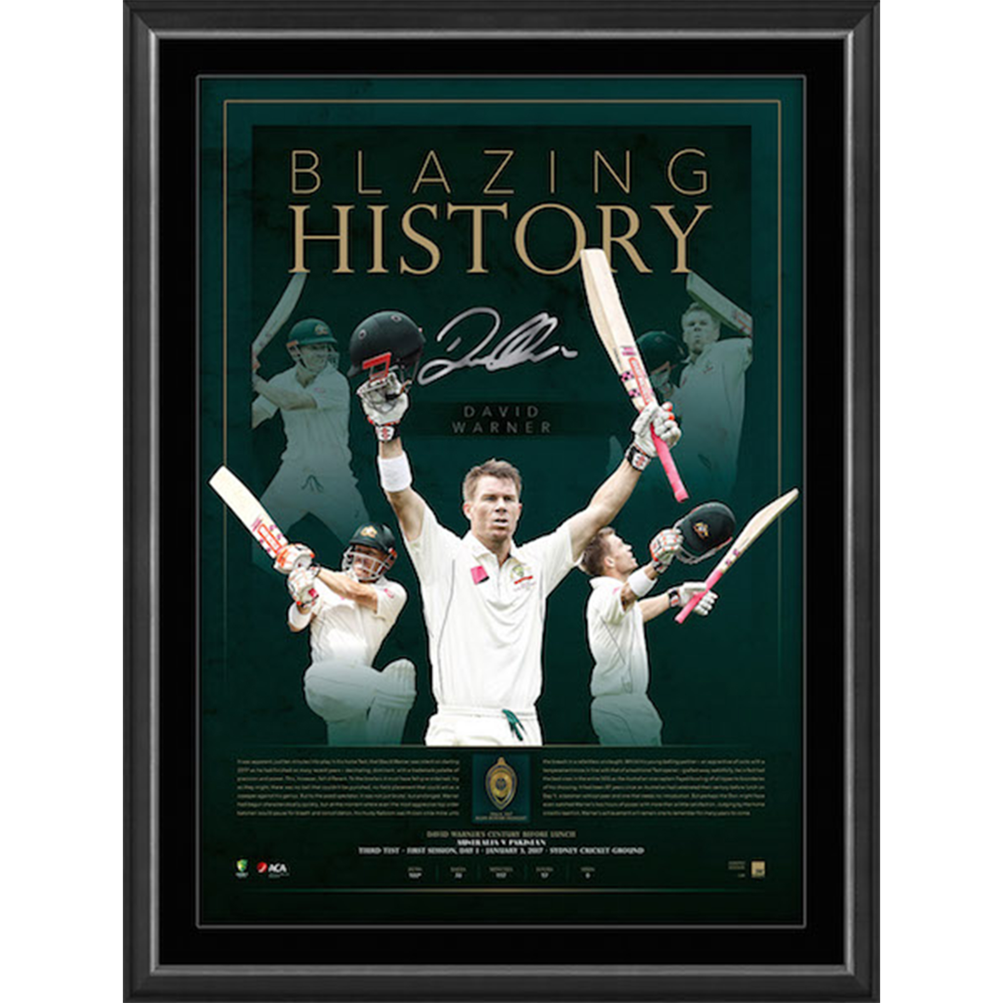 Cricket – David Warner “Blazing History” Signed ...