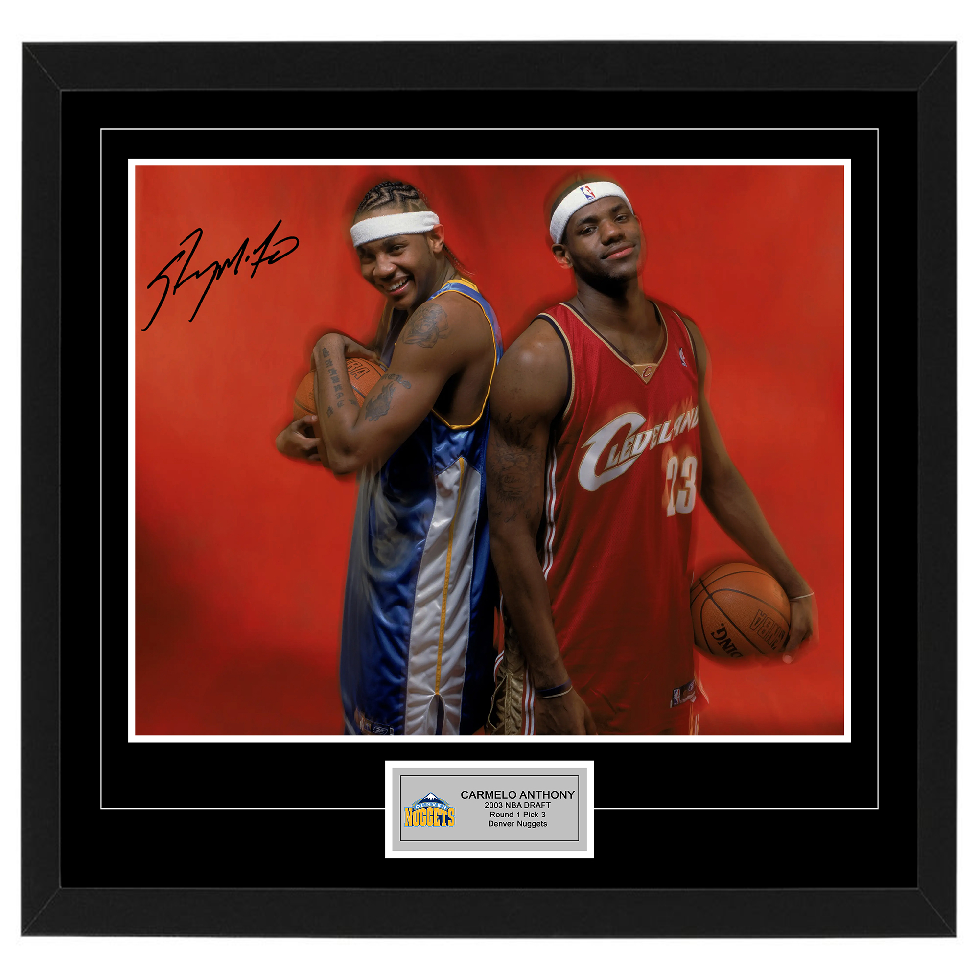Basketball – CARMELO ANTHONY Signed & Framed 2003 NBA Draft 16&...