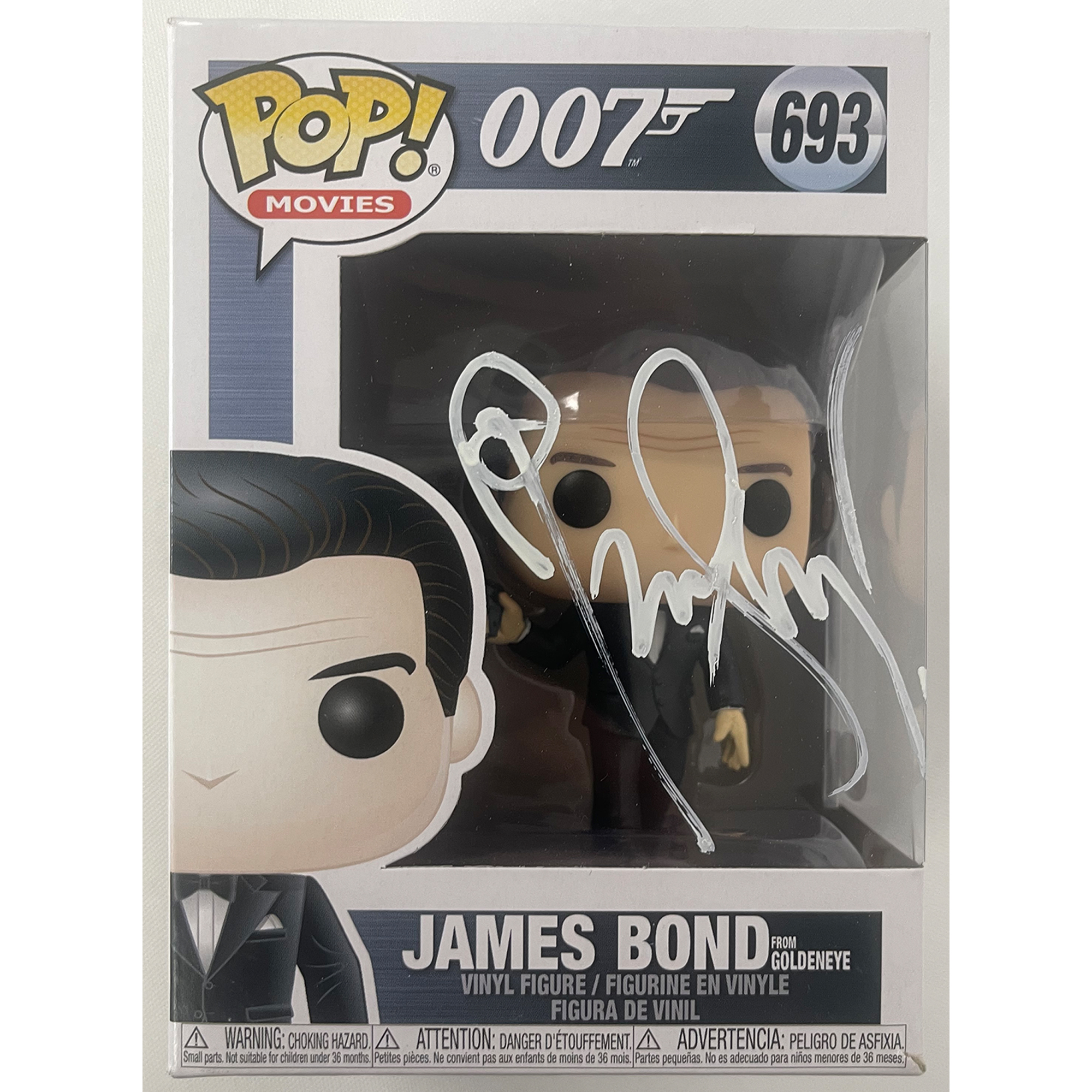 Pierce Brosnan Signed “007” James Bond #693 Funko Pop! Vin...