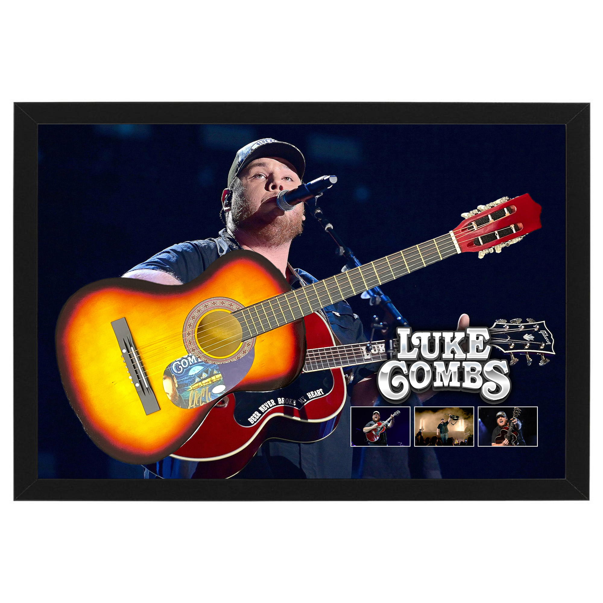 Music – Luke Combs Hand Signed & Framed Full Size Acoustic Guit...