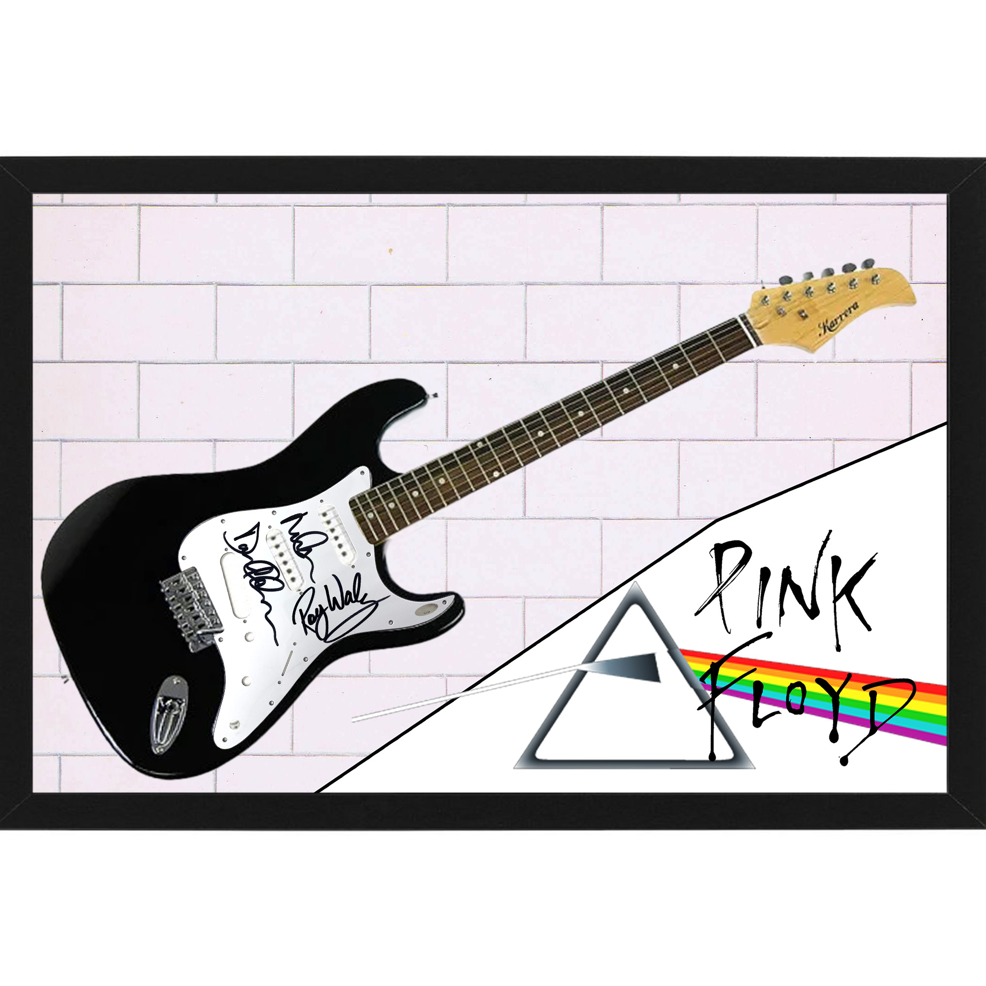 Music – Pink Floyd Hand Signed & Framed Full size Guitar wi...