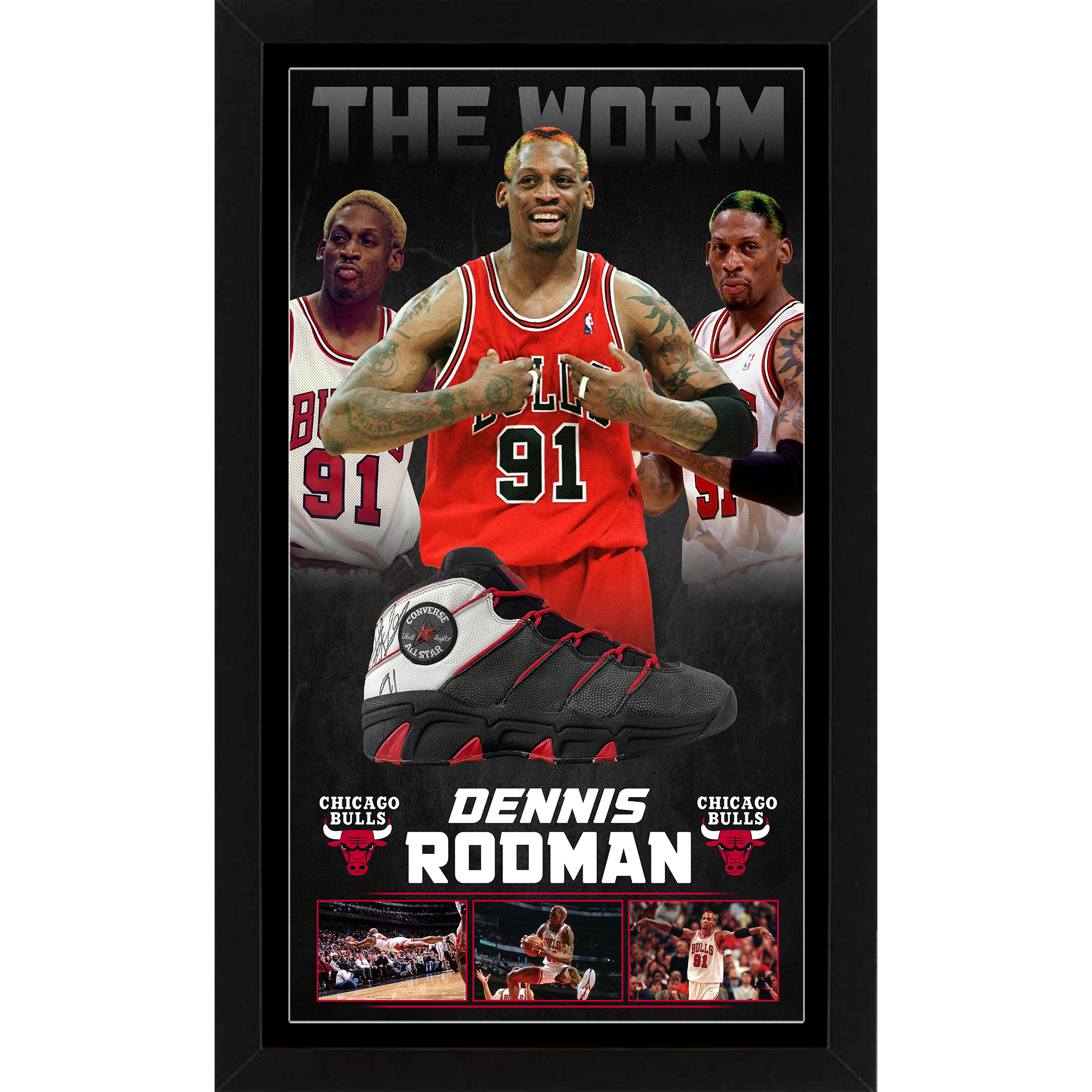 Basketball – DENNIS RODMAN Signed & Framed Converse Basketb...