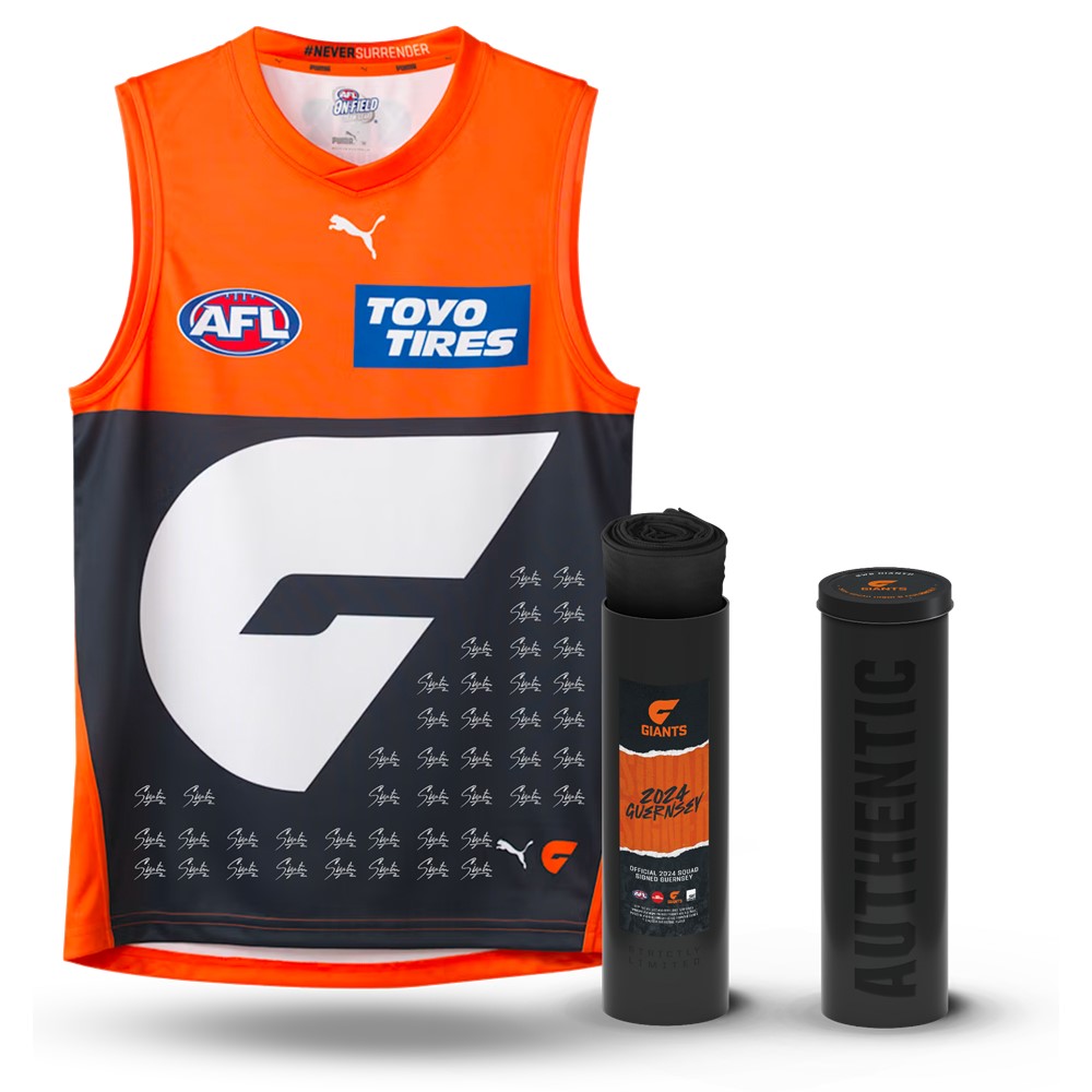 GWS GIANTS 2024 SQUAD SIGNED OFFICIAL GUERNSEY