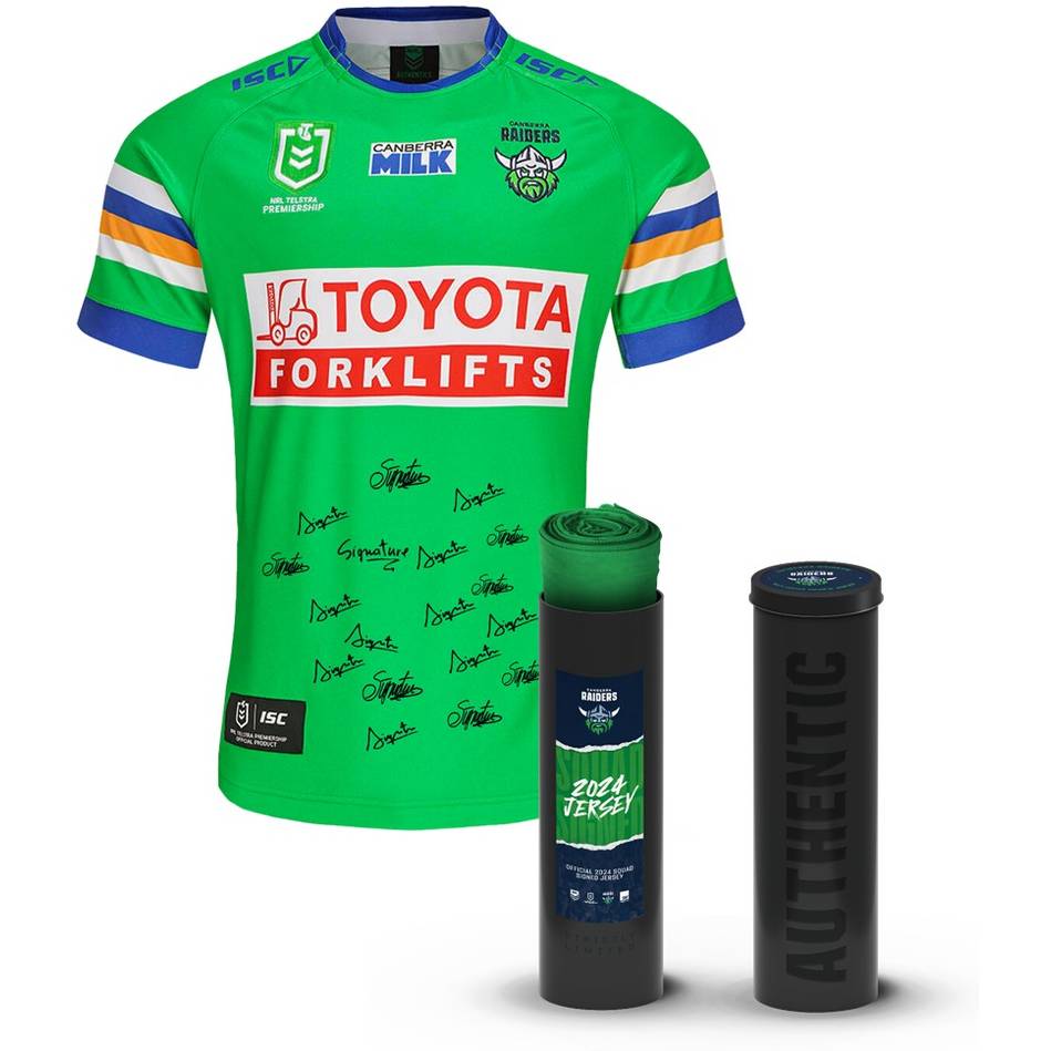 NRL CANBERRA RAIDERS 2024 SQUAD SIGNED JERSEY Taylormade