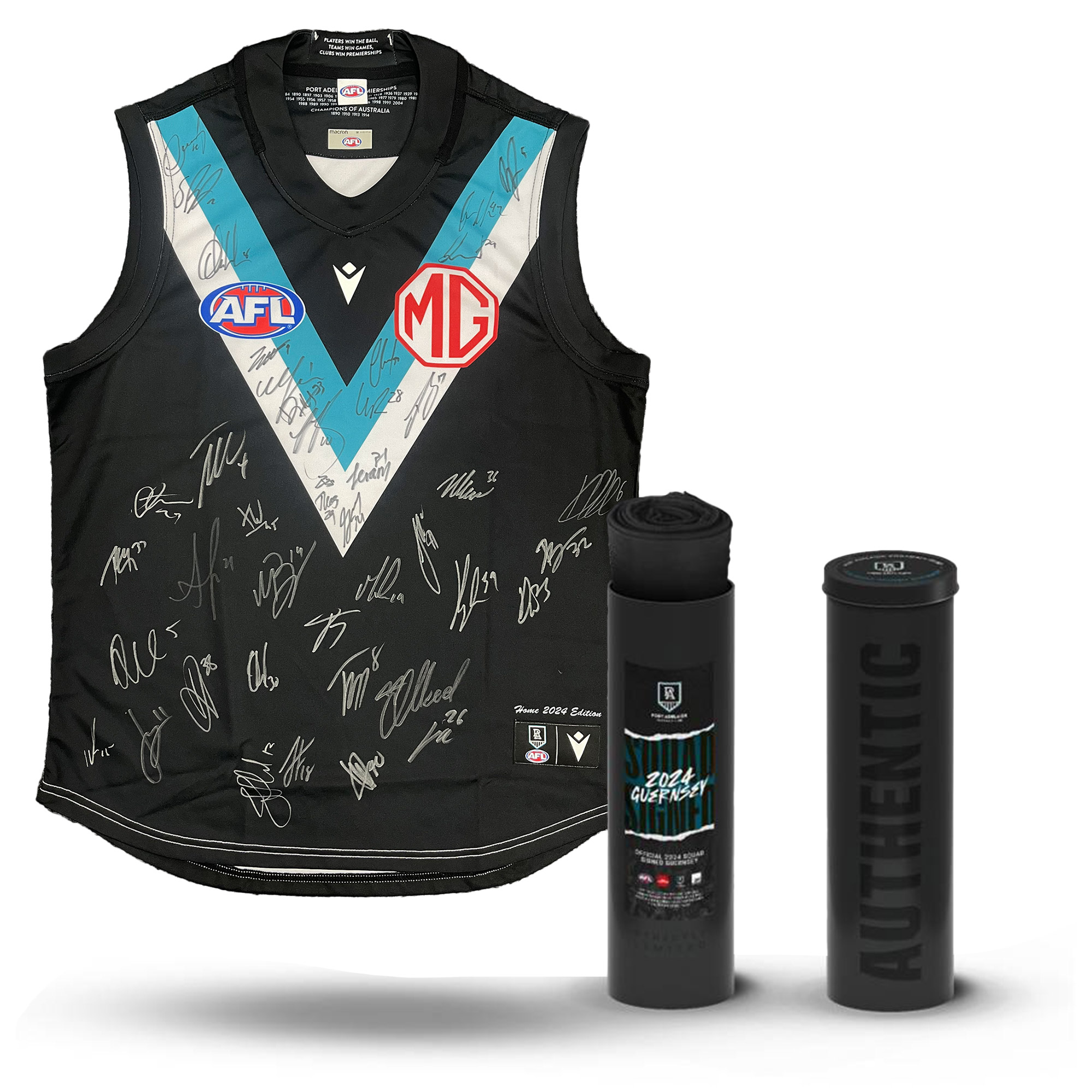 PORT ADELAIDE FOOTBALL CLUB 2024 SQUAD SIGNED OFFICIAL GUERNSEY