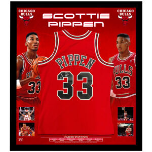 Basketball - Scottie Pippen Signed Framed Chicago Bulls HWC Swingman Jersey