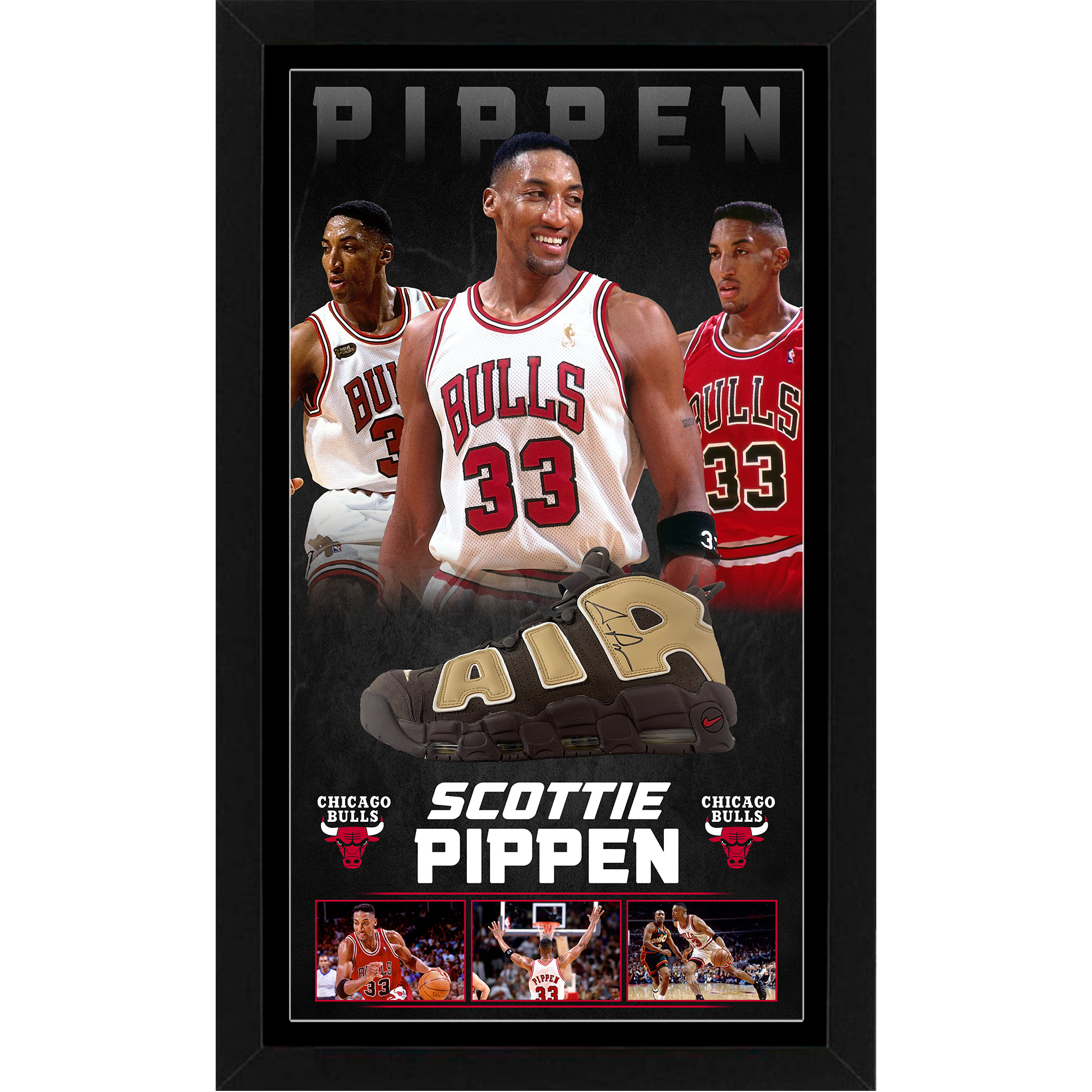 Basketball – SCOTTIE PIPPEN Signed & Framed Nike Air Uptemp...