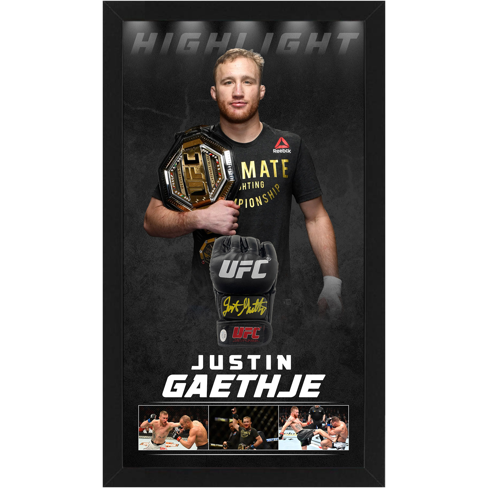 UFC – Justin Gaethje Signed & Framed UFC Glove (JSA COA)