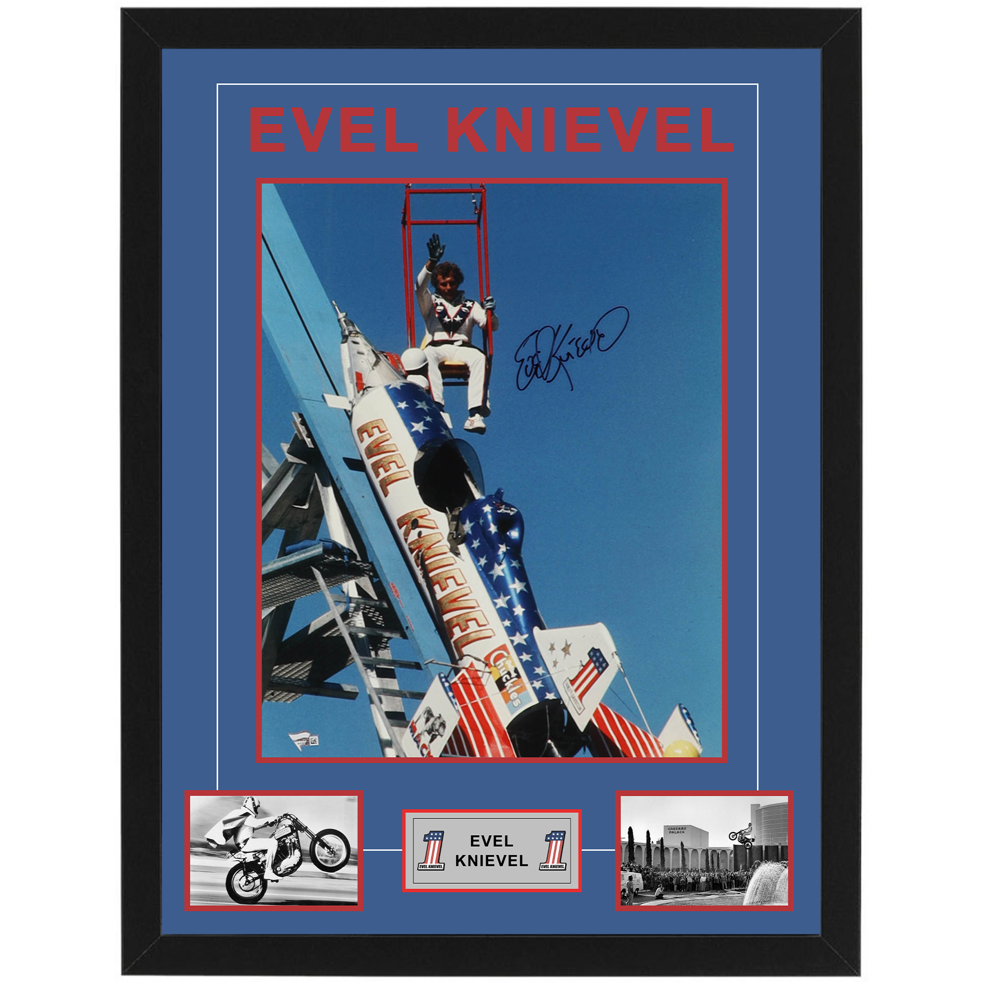 EVEL KNIEVEL – Signed & Framed 16×20 Photograph (Fanat...