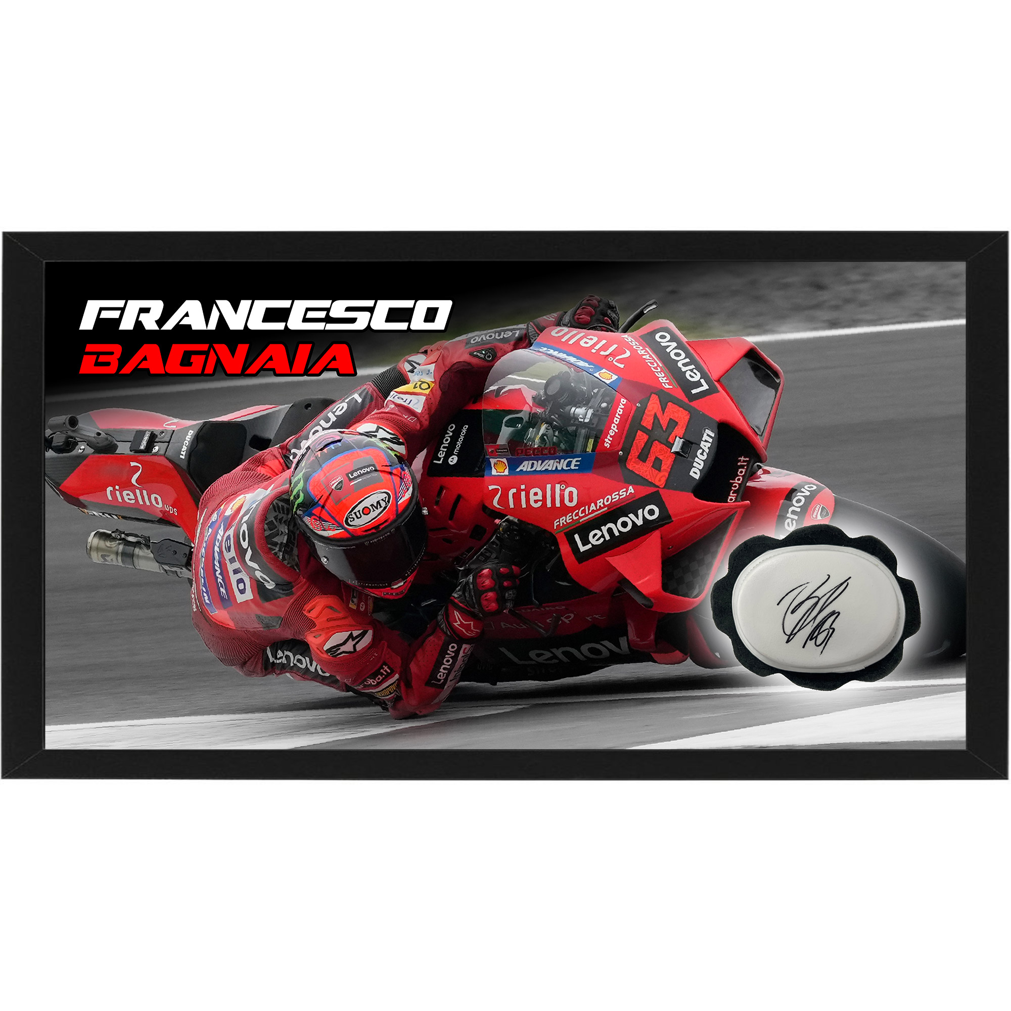MotoGP – Francesco Bagnaia Signed & Framed Knee Slider