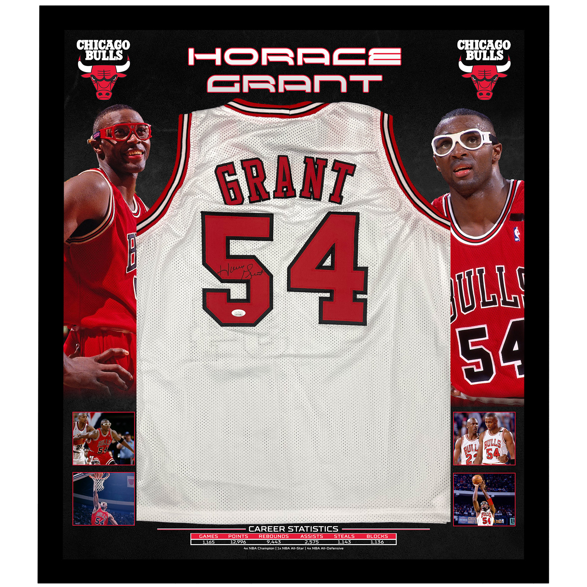 Basketball – Horace Grant Signed & Framed Chicago Bulls Jer...