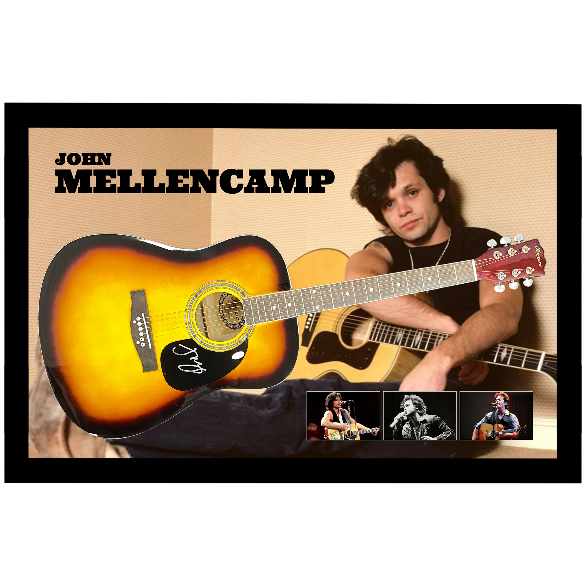 Music – JOHN MELLENCAMP Hand Signed & Framed Full Size Acoustic...