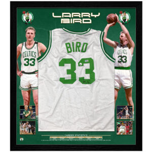 Basketball - Larry Bird Signed & Framed Boston Celtics White Jersey (Beckett & Bird)
