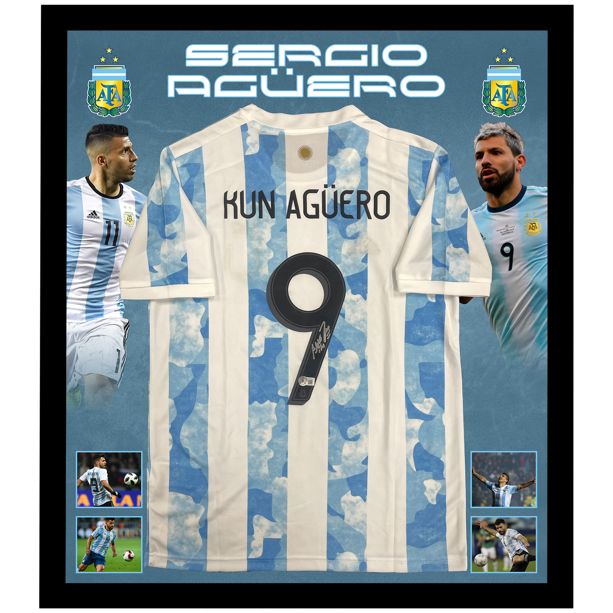Soccer – Sergio Aguero Signed & Framed Argentina Jersey (Becket...