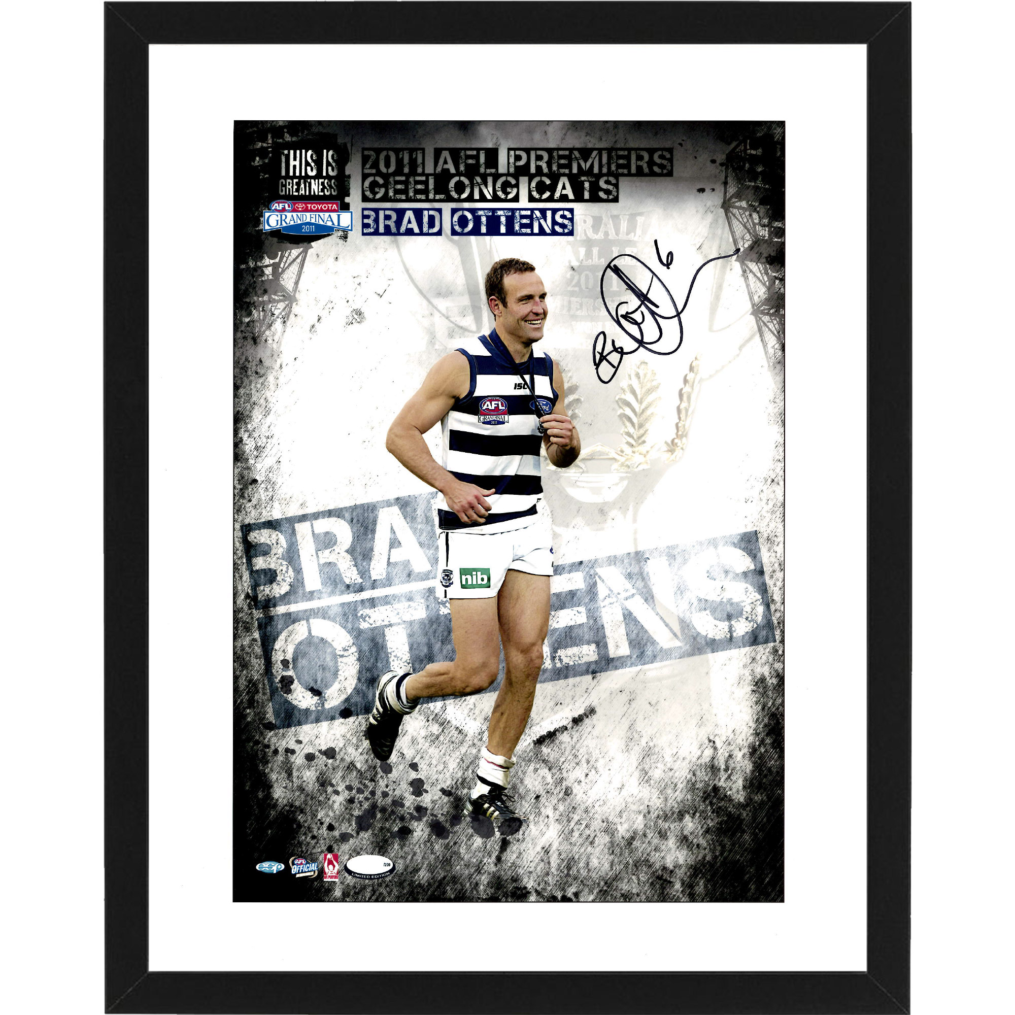 Geelong Cats – BRAD OTTENS Signed & Framed 2011 Premiers He...