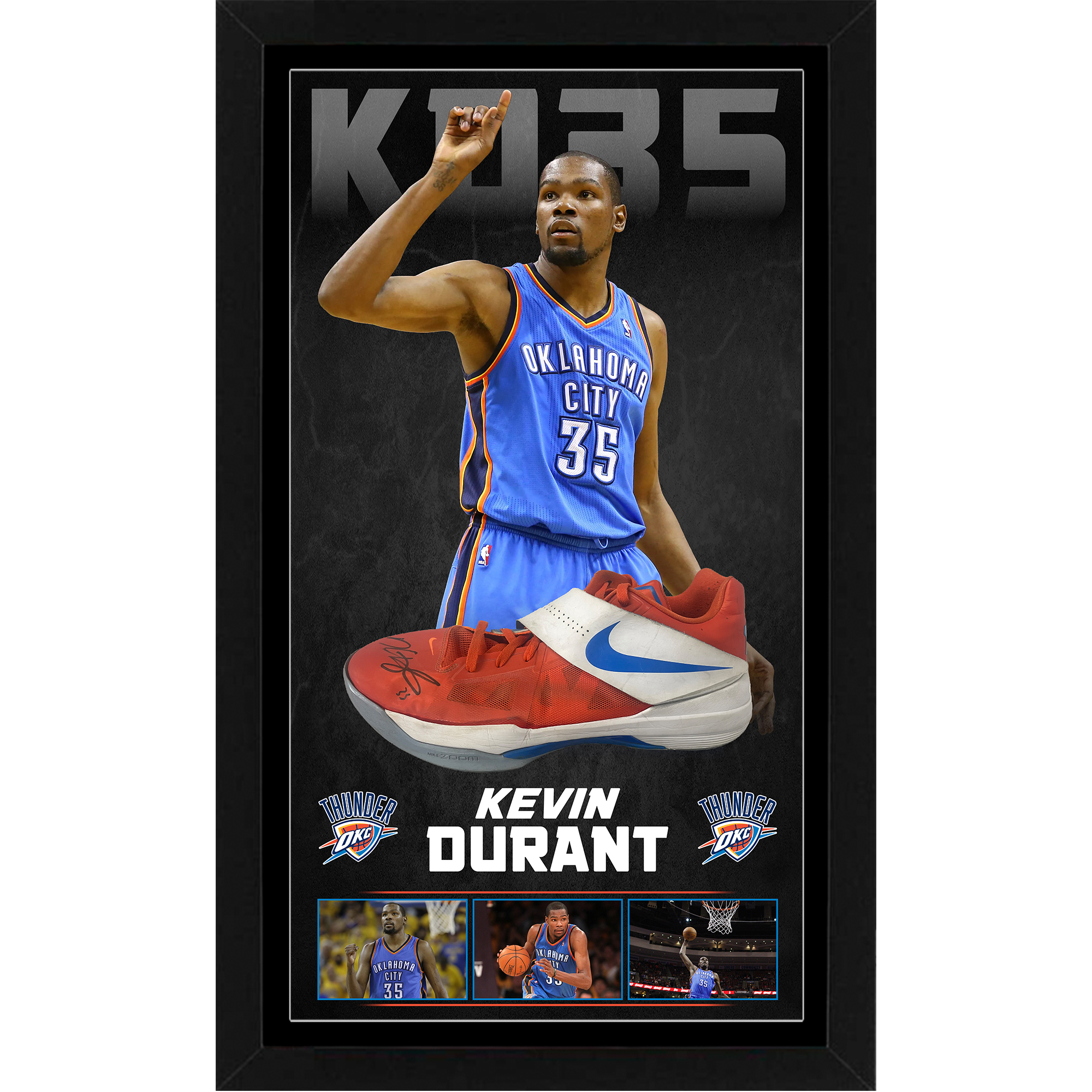 Basketball – KEVIN DURANT Signed & Framed Nike KD 4 Basketb...