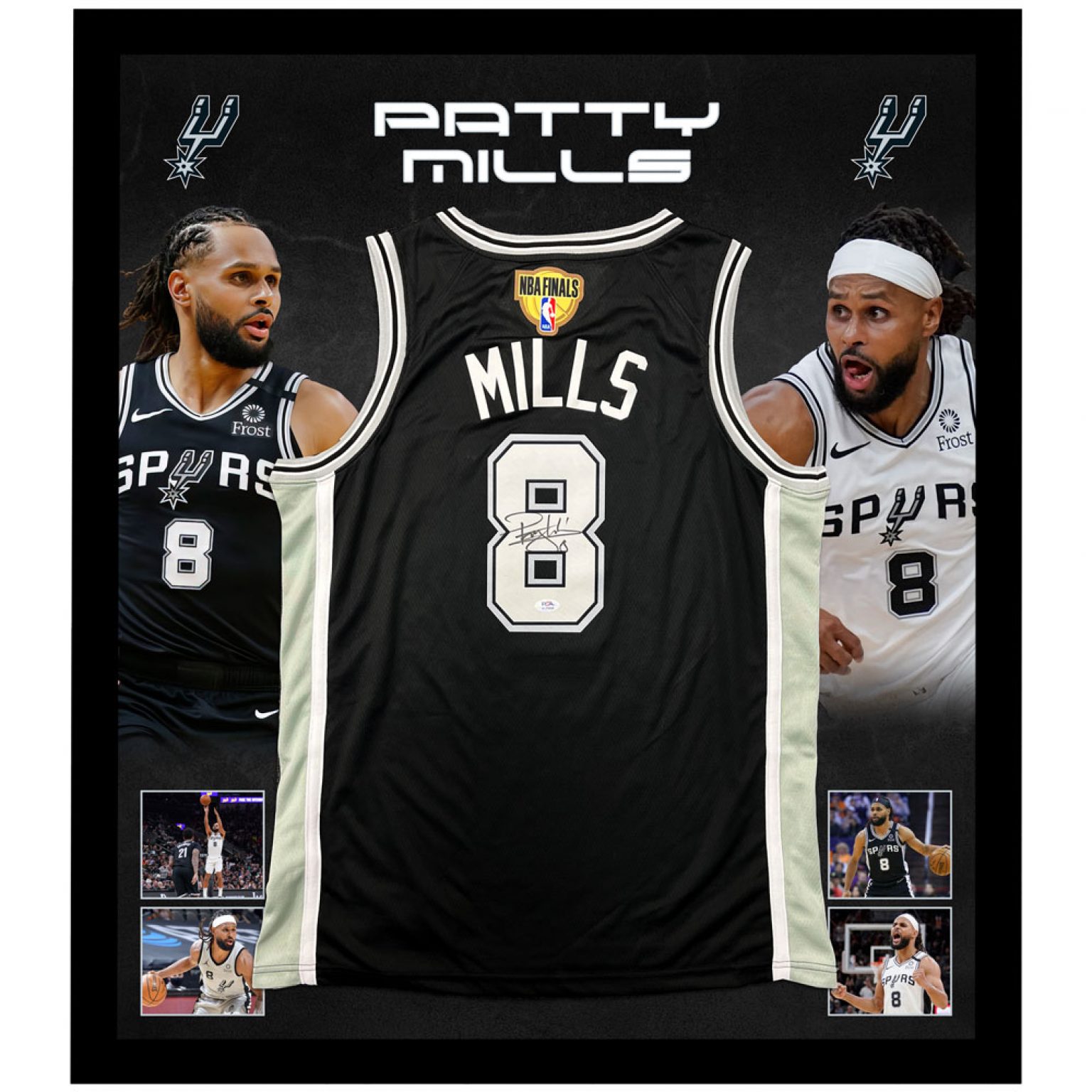 Basketball - PATTY MILLS Signed & Framed Nike San Antonio Spurs Jersey (JSA COA) | Taylormade 