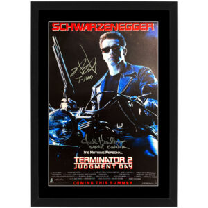 Robert Patrick & Linda Hamilton - Signed & Framed "Terminator 2: Judgement Day" 12x18 Poster