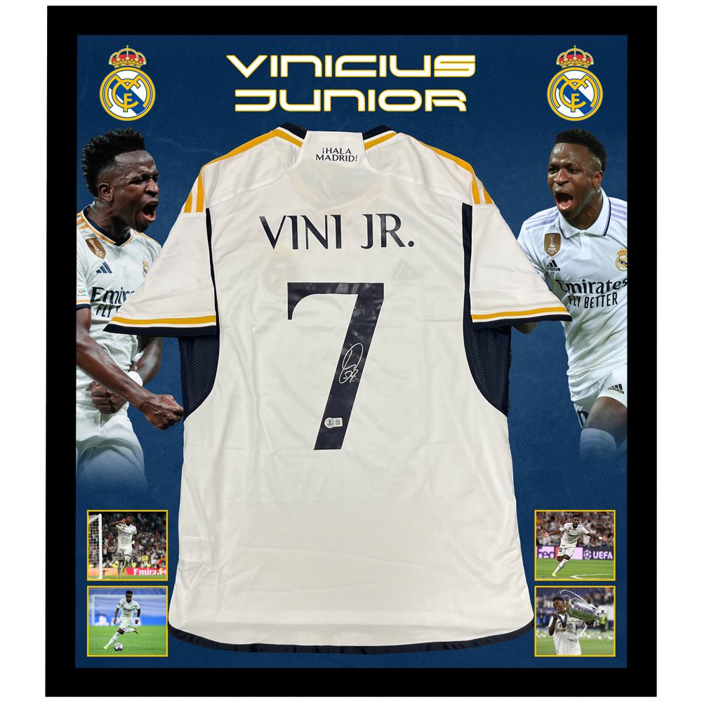 Soccer – Vinicius Junior Signed & Framed Real Madrid Jersey (Be...