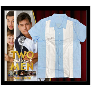 Charlie Sheen - Two And A Half Men Signed & Framed White/Blue Bowling Shirt Display