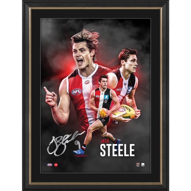 St Kilda Saints Jack Steele Signed & Framed Lithograph