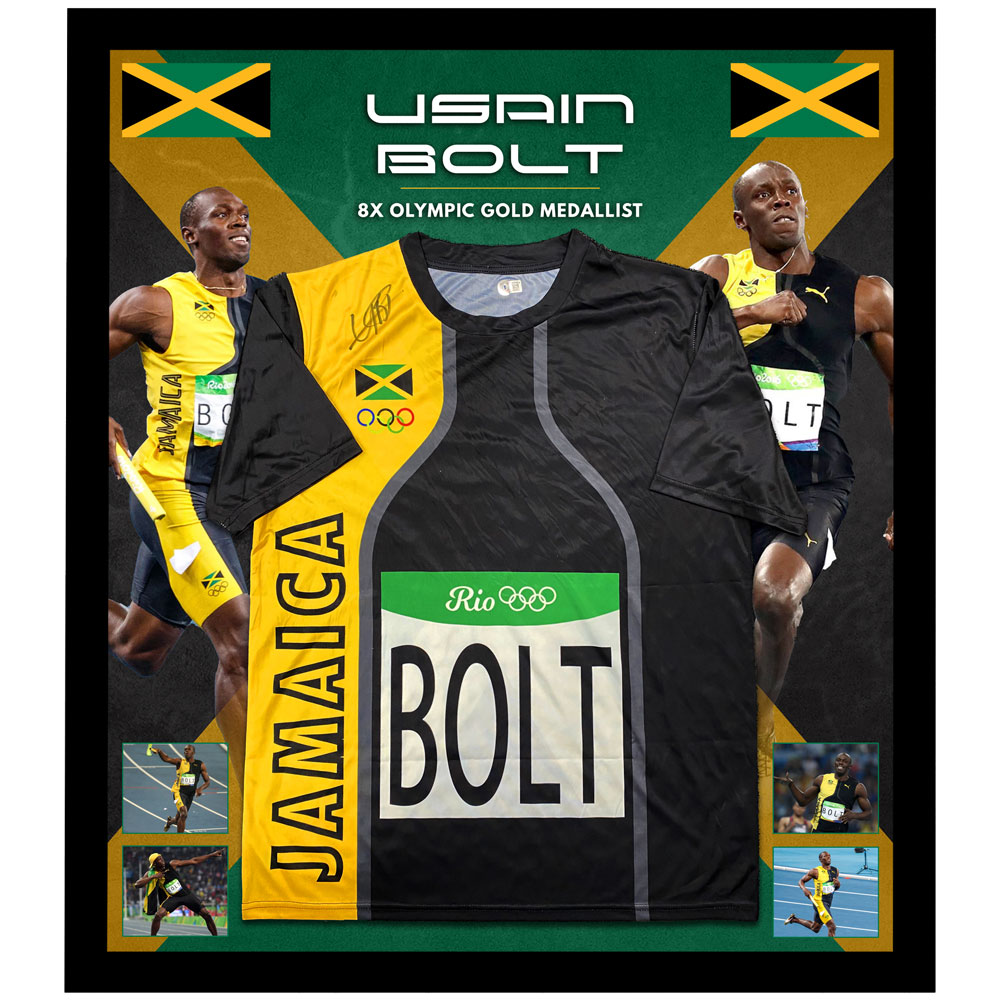 Olympics – Usain Bolt Signed & Framed 2016 Rio Olympics Jersey ...