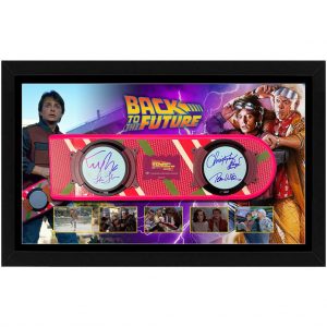 MICHAEL J FOX, CHRISTOPHER LLOYD, TOM WILSON & LEA THOMPSON Signed & Framed Hoverboard Back To The Future (Beckett)