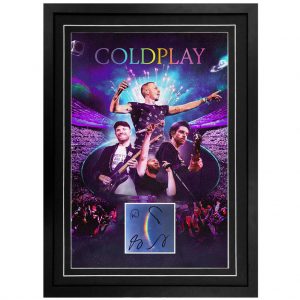 COLDPLAY Signed & Framed Moon Music CD Art Card (JSA COA)