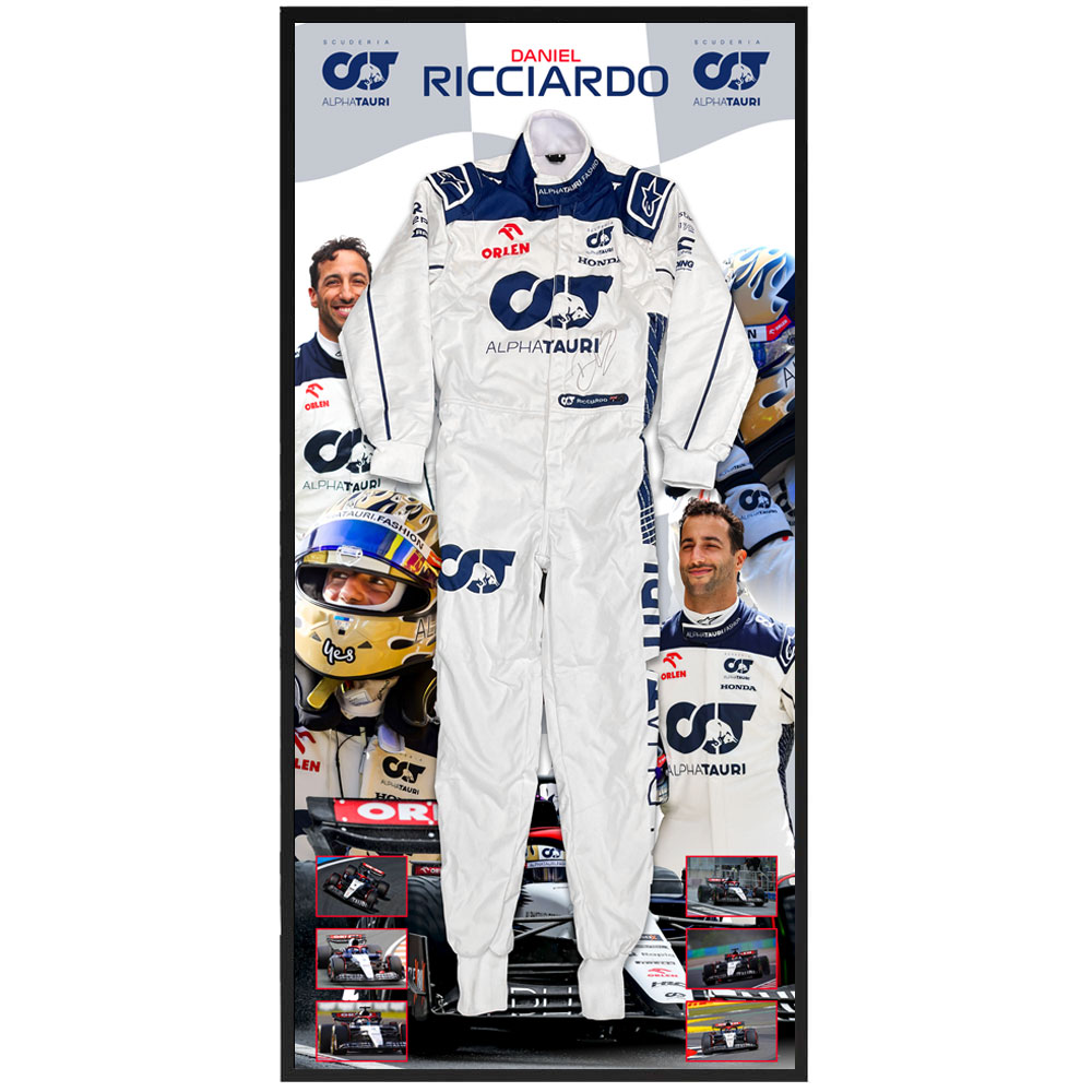 DANIEL RICCIARDO AlphaTauri F1 Team Signed & Framed Full Size For...