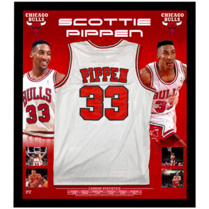 Basketball - Scottie Pippen Signed Framed Chicago Bulls HWC Swingman White Jersey